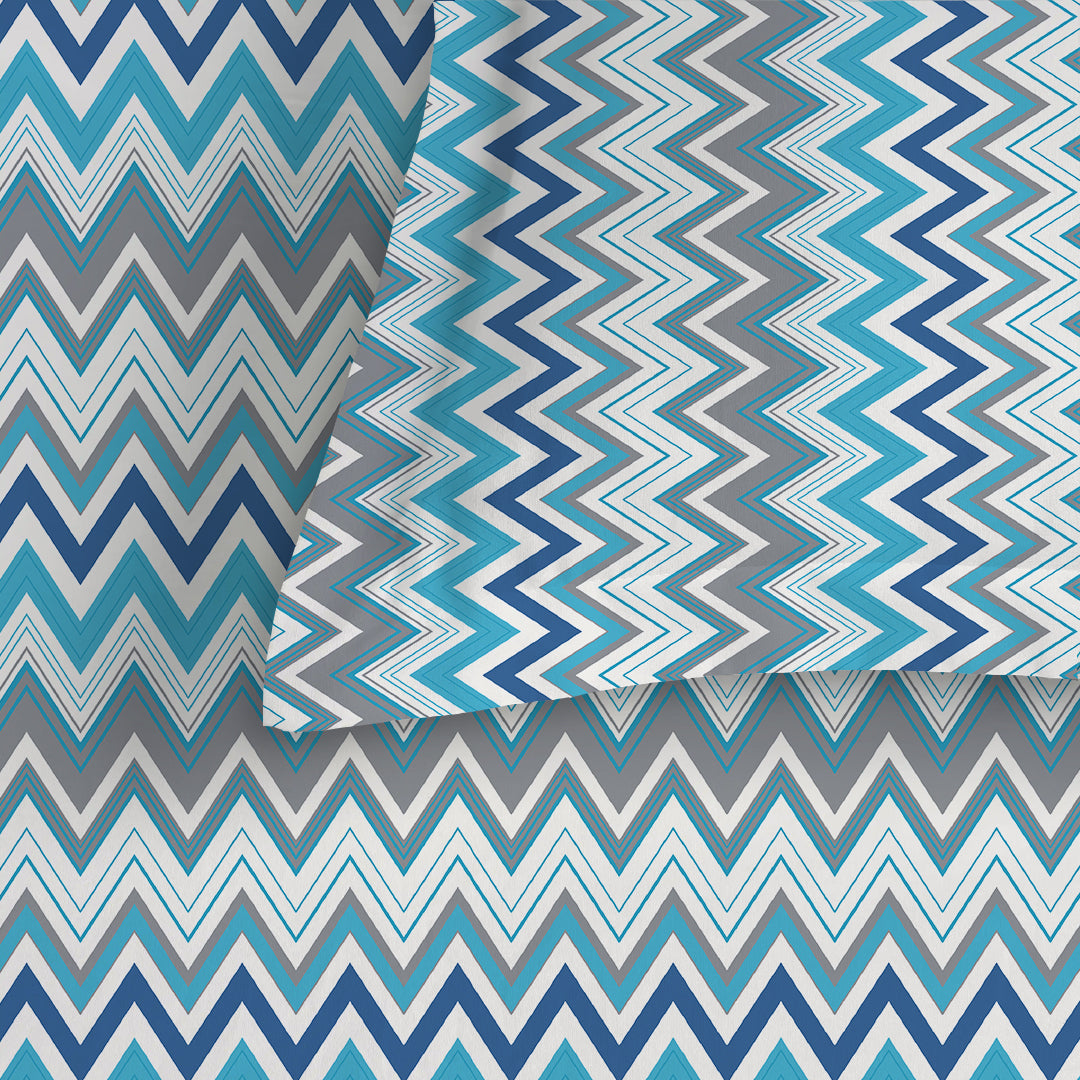 Pure Nest Printed Fitted Sheet Set Blue / Queen