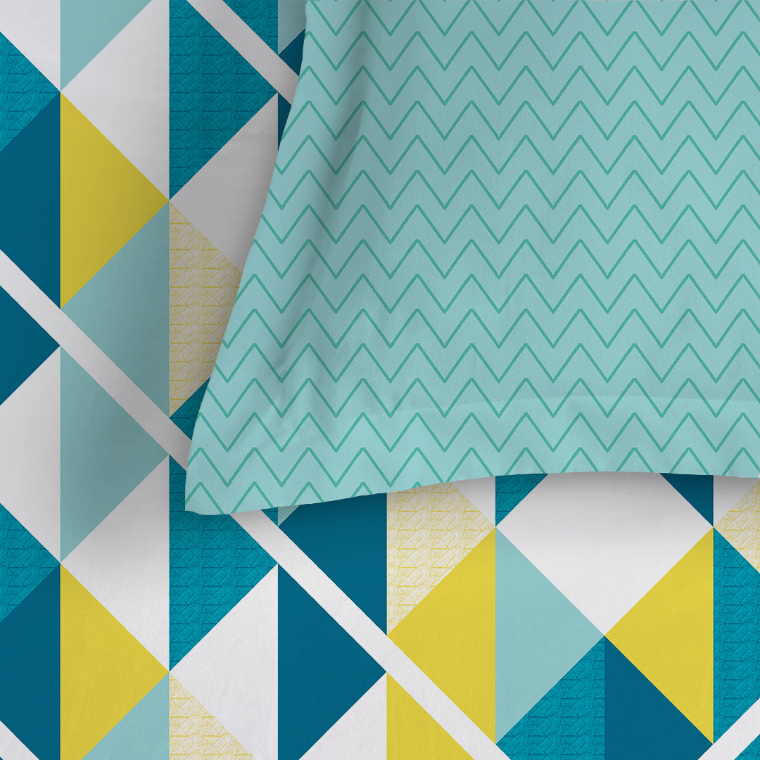 Pure Nest Printed Fitted Sheet Set Tasello Teal / King