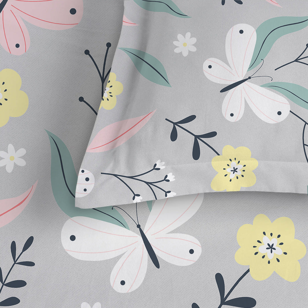 Serene Nest Printed Bedsheet Set Grey / Queen