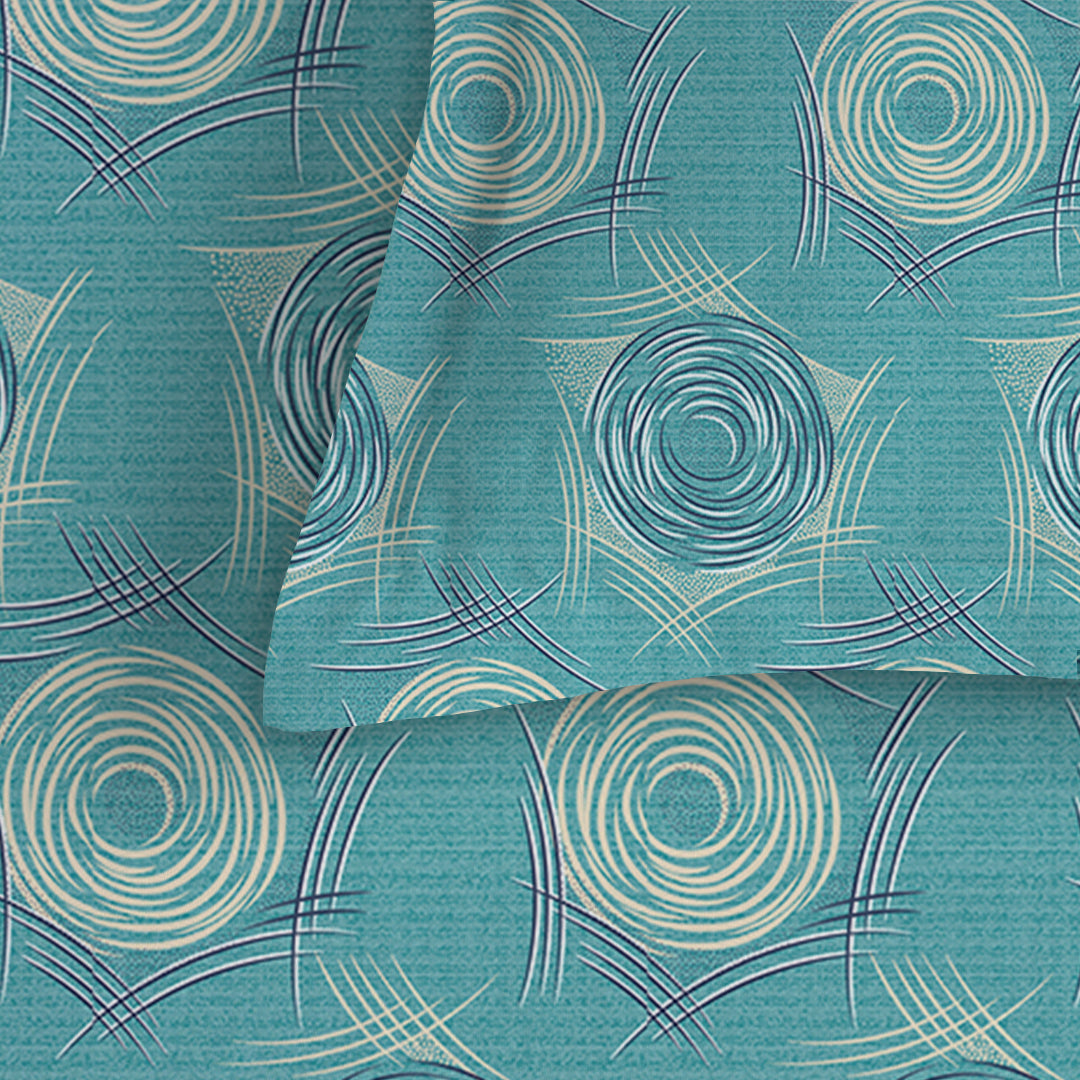 Serene Nest Printed Fitted Sheet Set Teal / King
