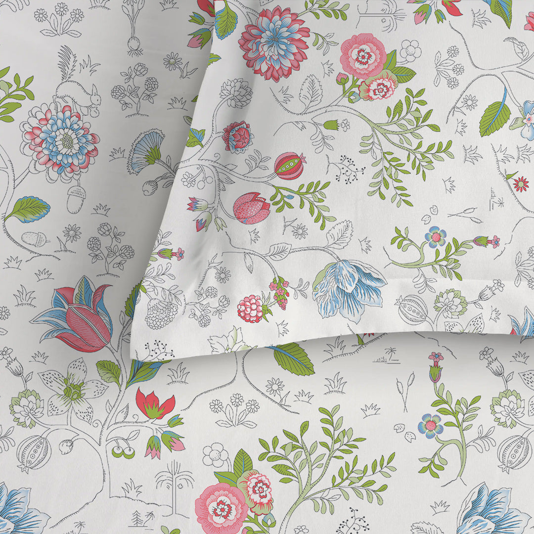 Pure Nest Printed Fitted Sheet Set Peach / King