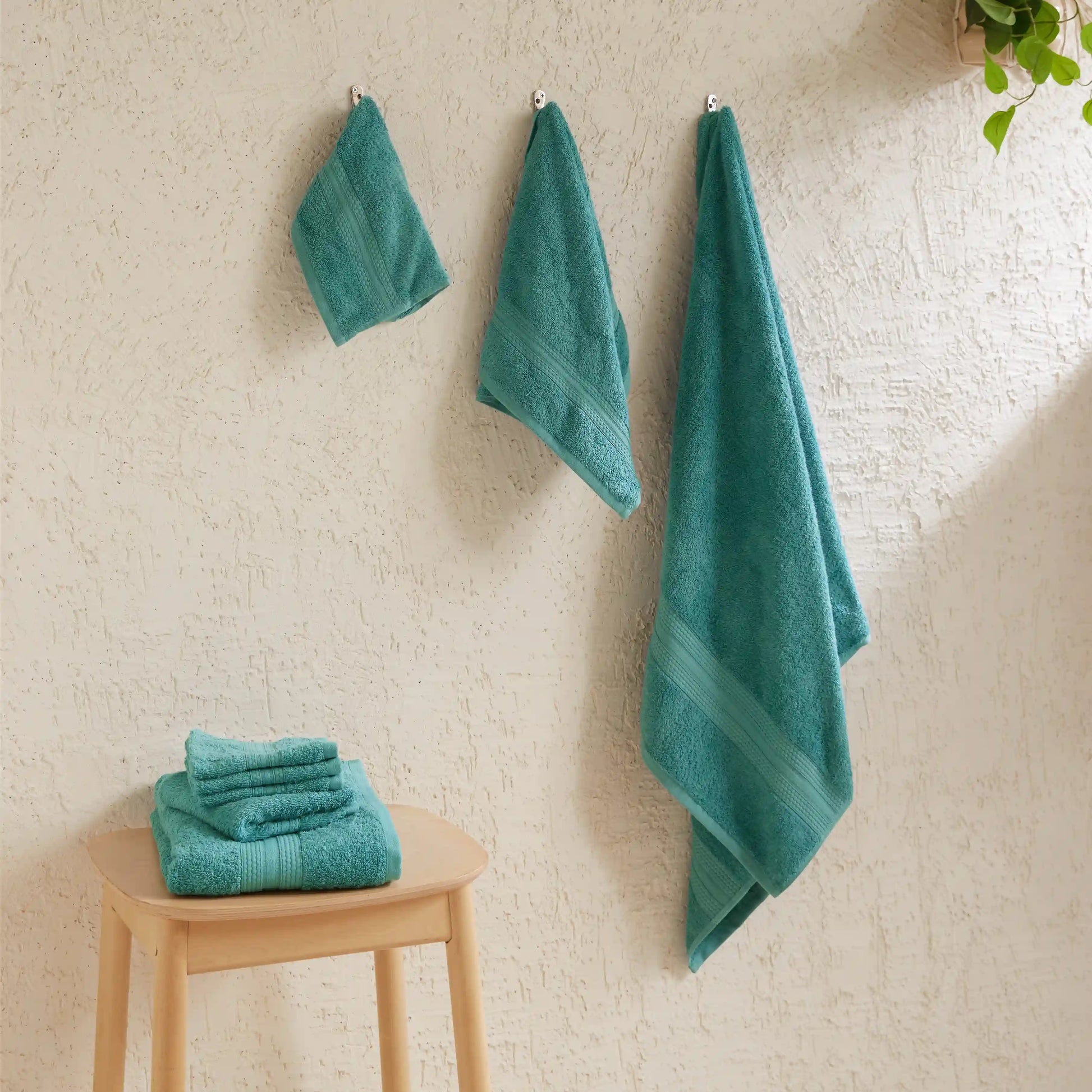 Paleto | Everyday Essentials Absorbent Ring Spun Cotton 8 Piece Terry Towel Set | Set of Bath, Hand & Face Towels Teal / 8 Piece Set