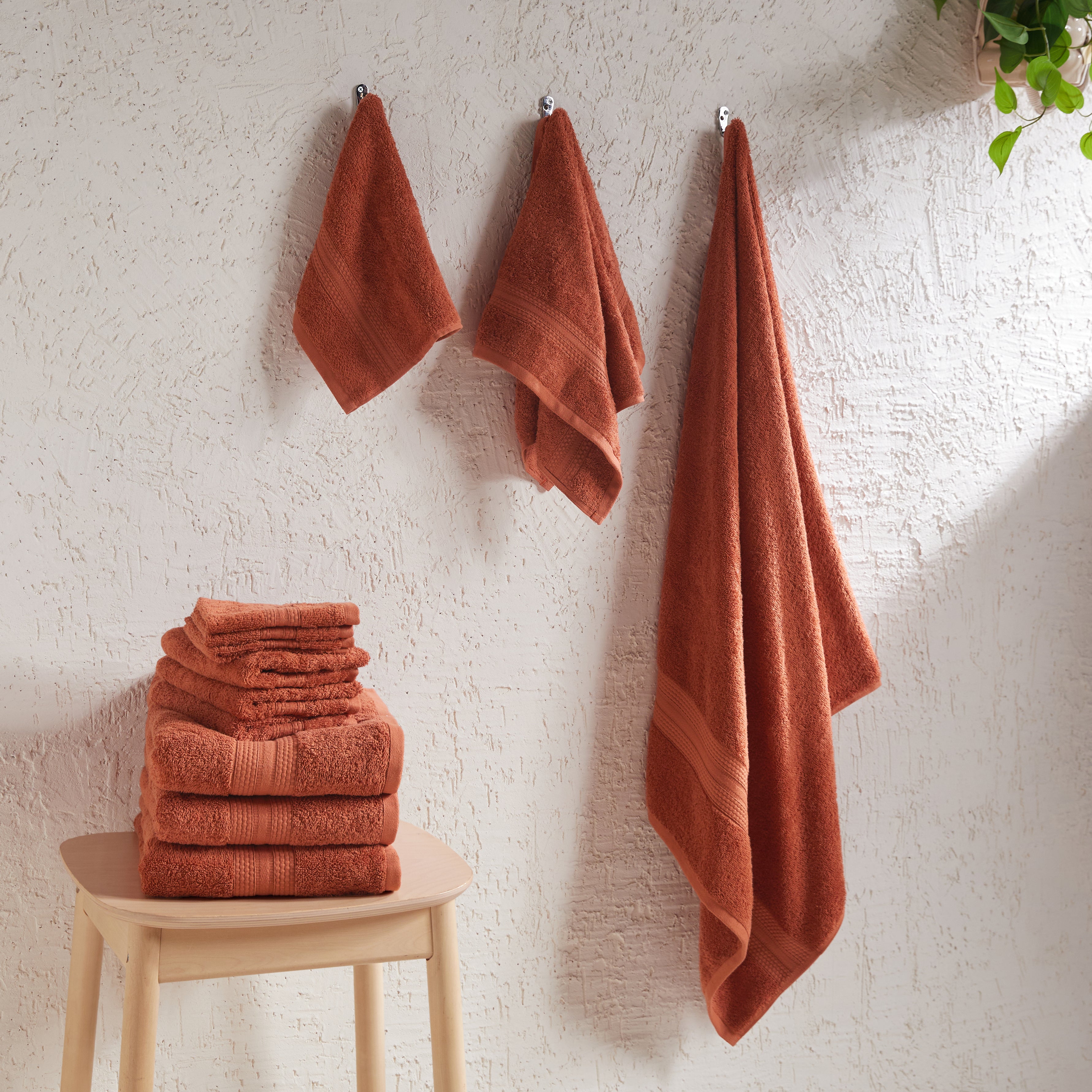 Paleto 100% Cotton Towel Set - Pack Of 12 Burnt Red / 12 Piece Set