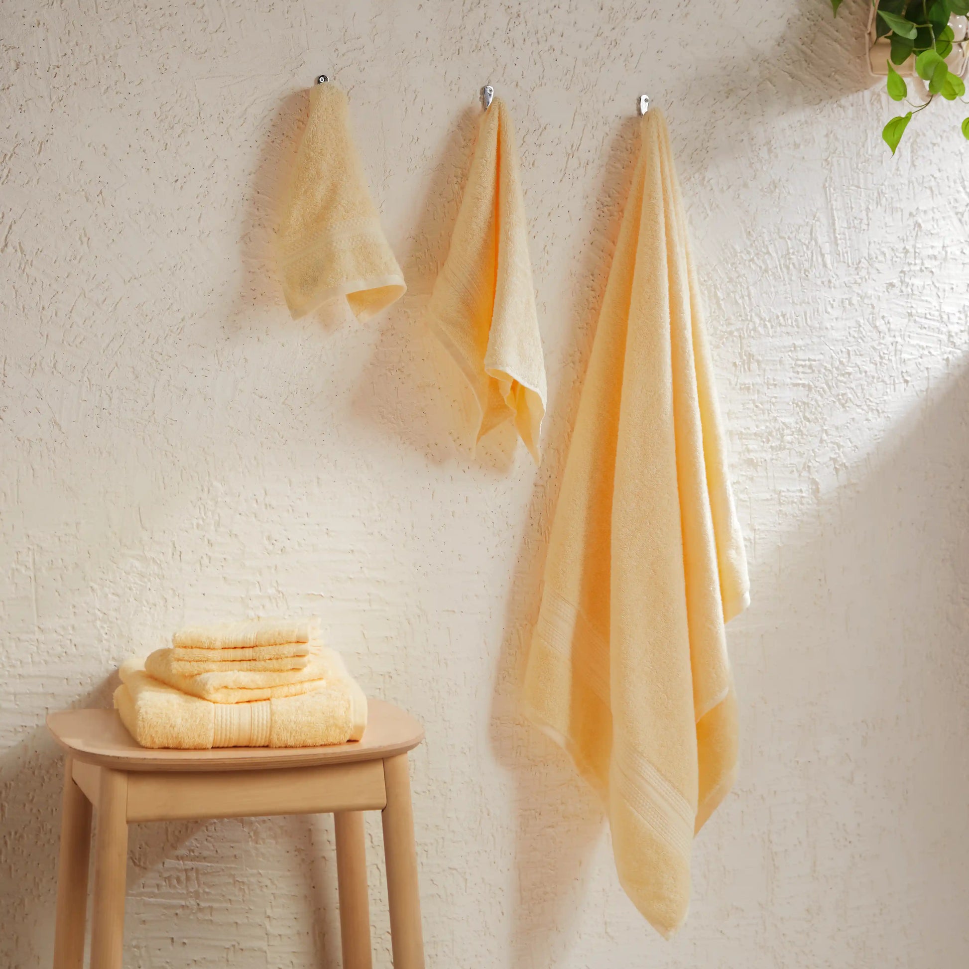 Paleto | Everyday Essentials Absorbent Ring Spun Cotton 8 Piece Terry Towel Set | Set of Bath, Hand & Face Towels Buttercream / 8 Piece Set