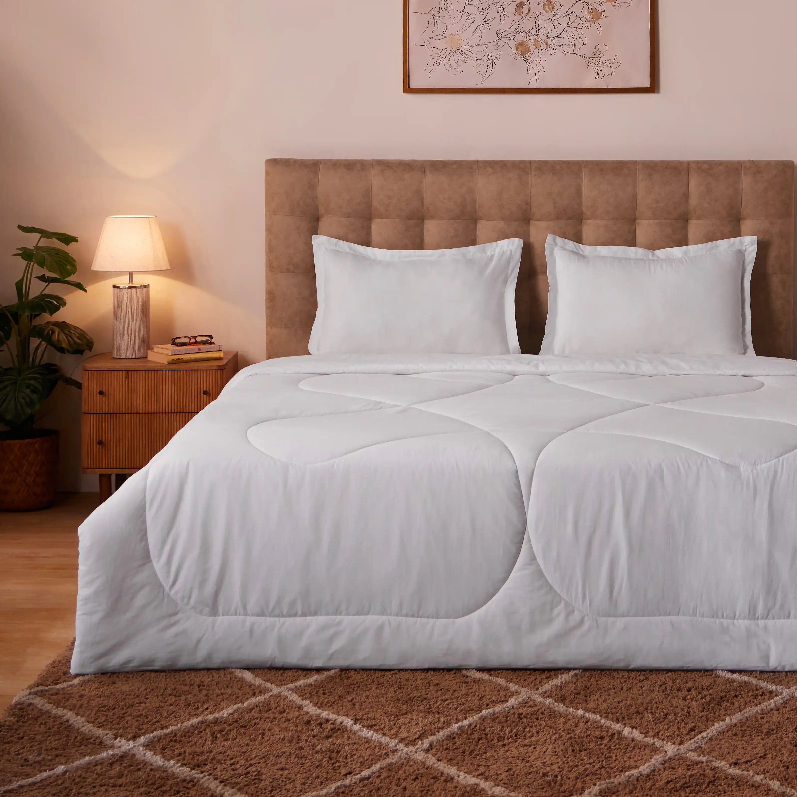 Paleto | Everyday Hues Cotton Solid Dyed 120GSM Comforter-White White / Double