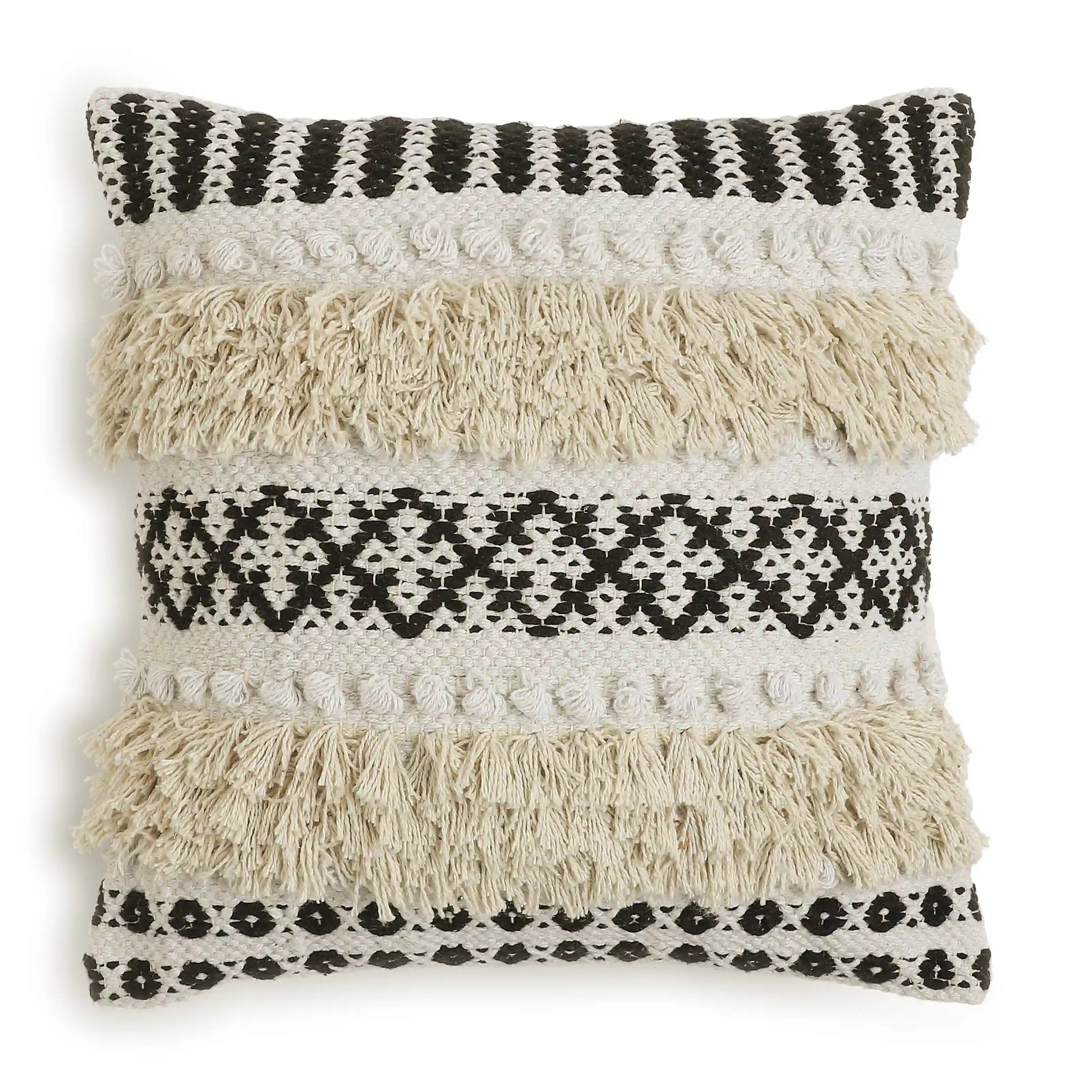Vissencia 100% Cotton Woven Cushion Cover | Boho Bliss Shadow / Cushion Cover (41cm x 41cm)