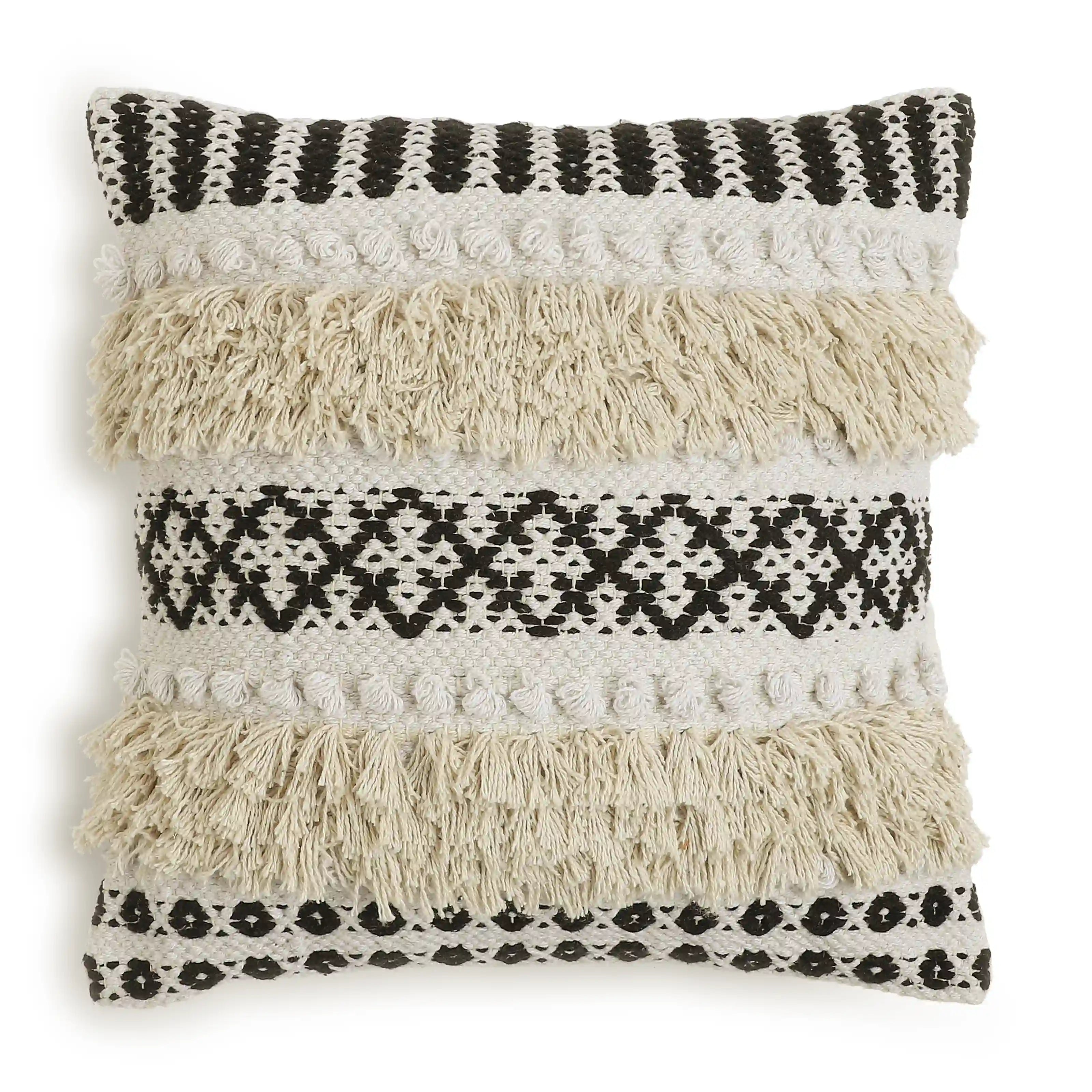 Vissencia 100% Cotton Woven Cushion Cover | Boho Bliss Shadow / Cushion Cover (41cm x 41cm)