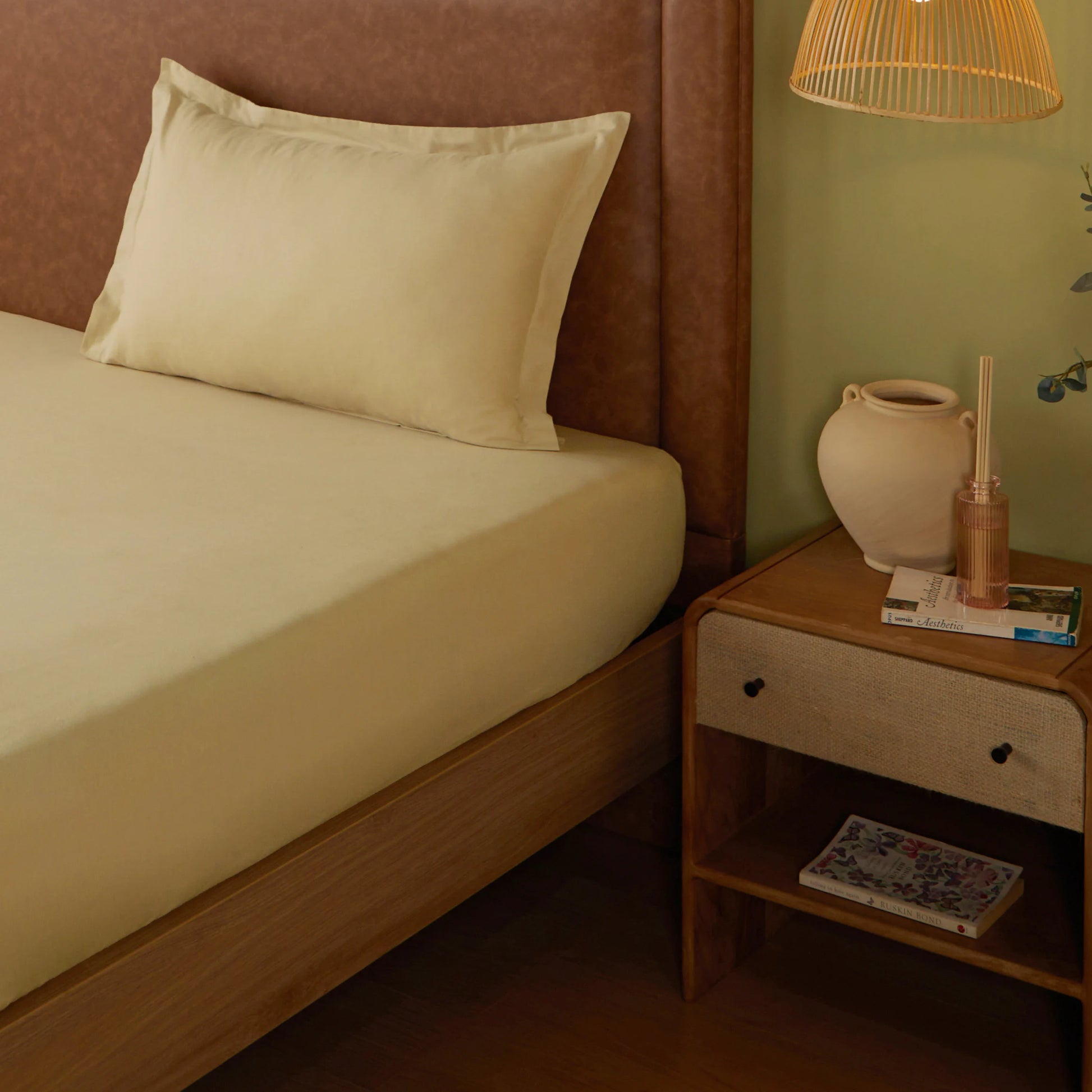 Paleto | Everyday Hues Solid Dyed Cotton Bedsheet Set-Beige Beige / Single