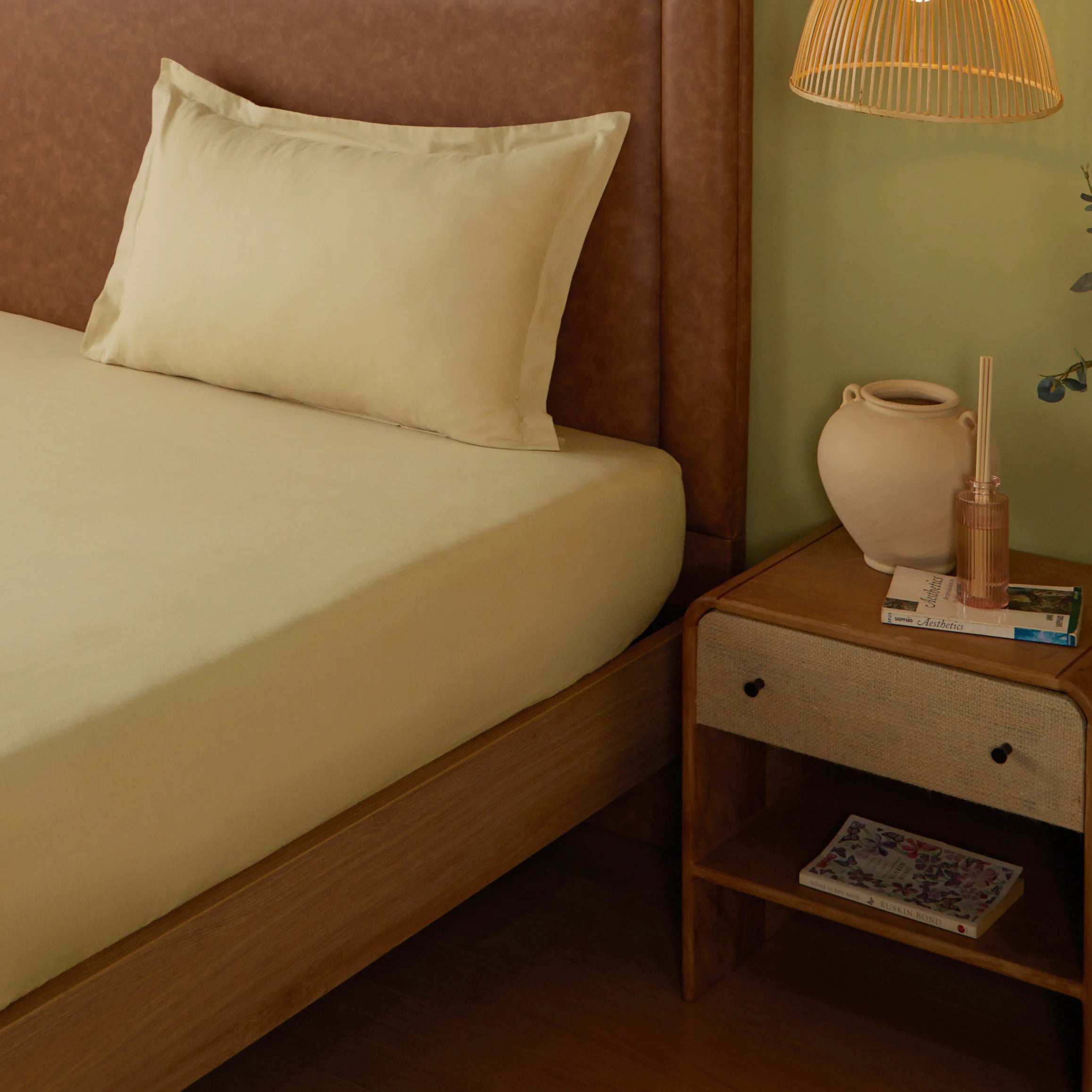 Paleto | Everyday Hues Solid Dyed Cotton Bedsheet Set-Beige Beige / Single