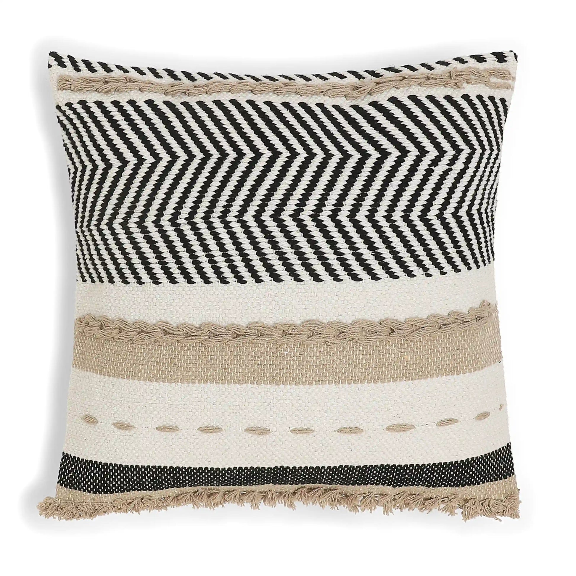Vissencia 100% Cotton Woven Cushion Cover | Boho Bliss Sand / Cushion Cover (51cm x 51cm)