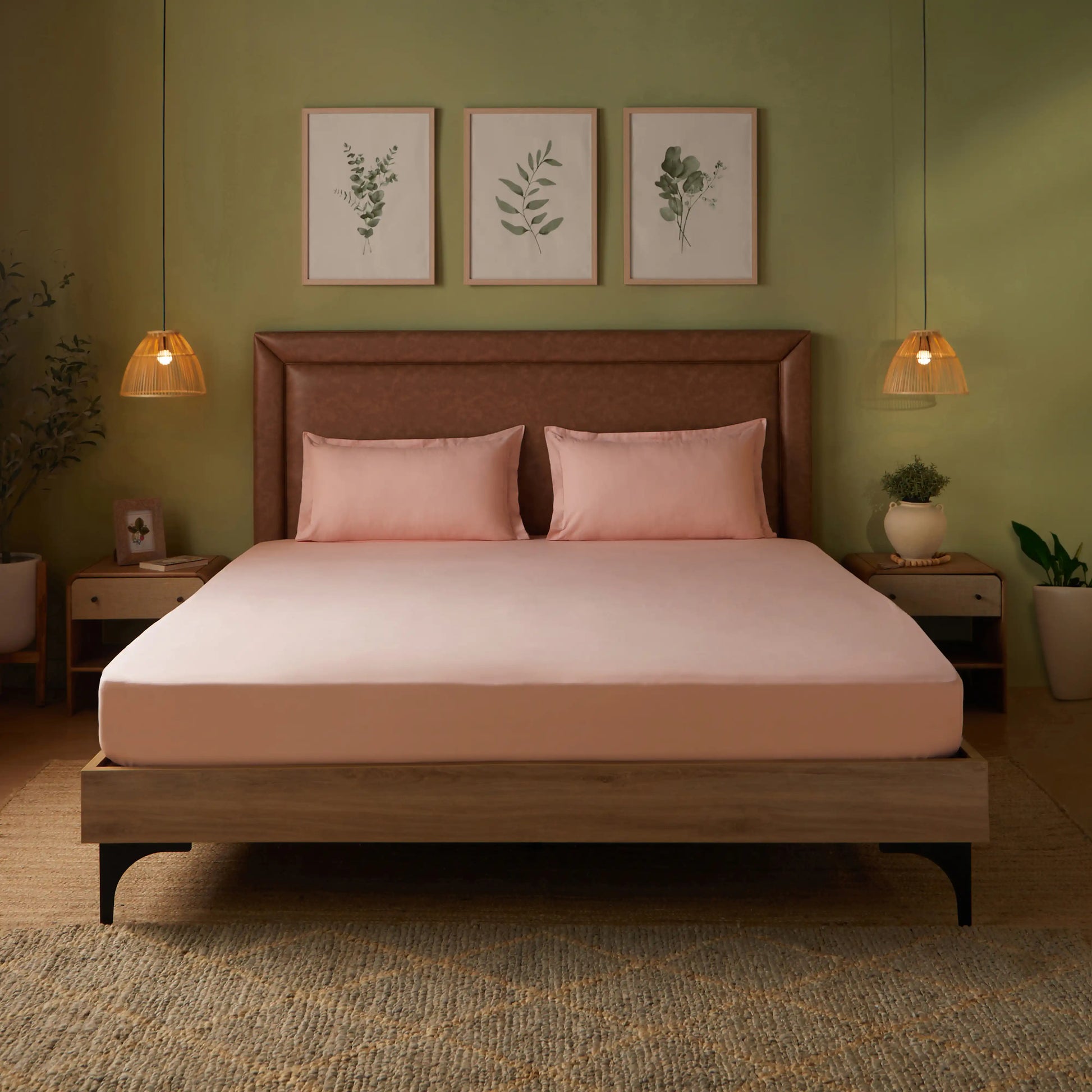 Paleto | Everyday Hues Solid Dyed Cotton Fitted Sheet Set-Veiled Rose Veiled Rose / King