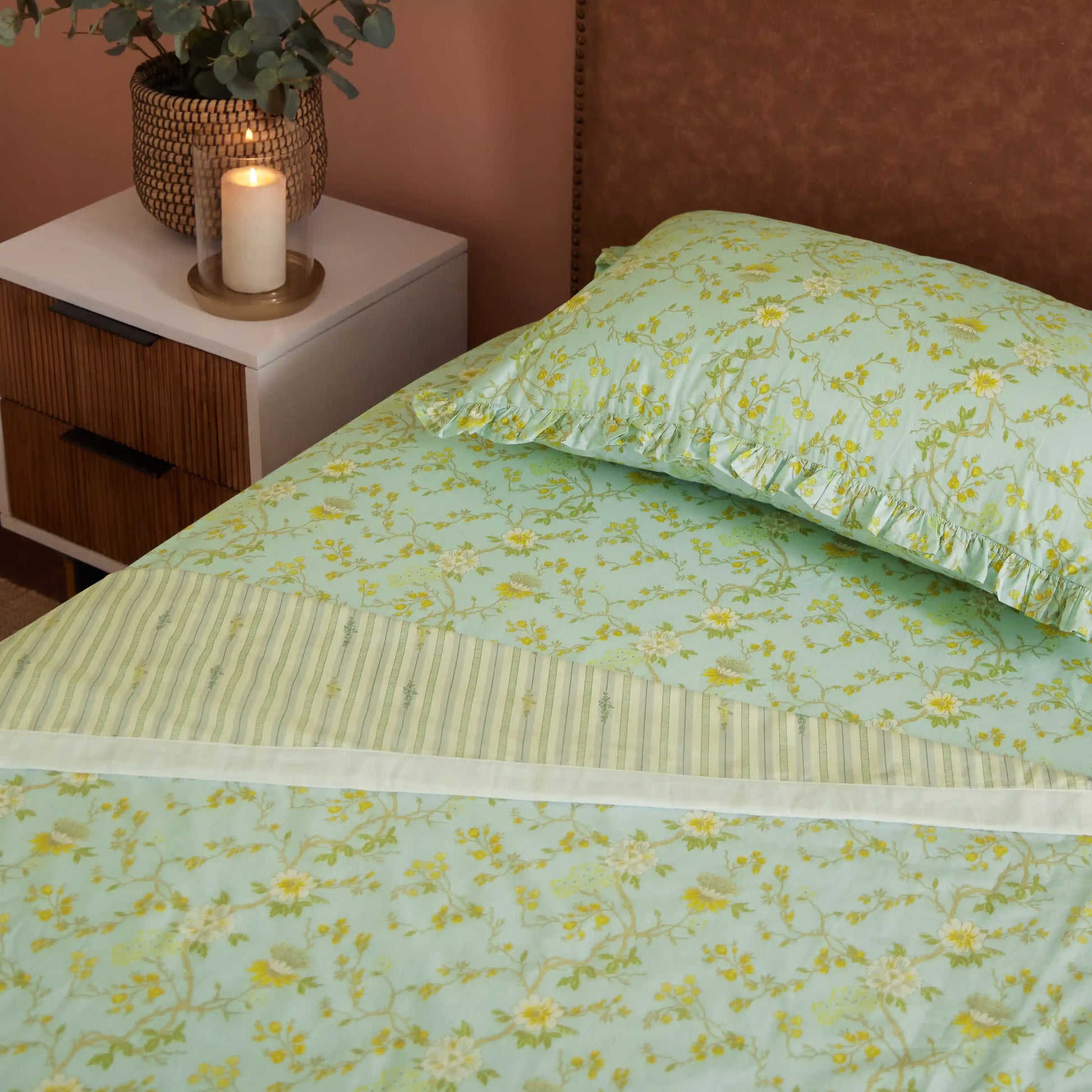 Bloomshire Luxe | Romantic Flora Printed Reversible Dohar with Super Soft Flannel Layering-Light Blue Light Blue / Single