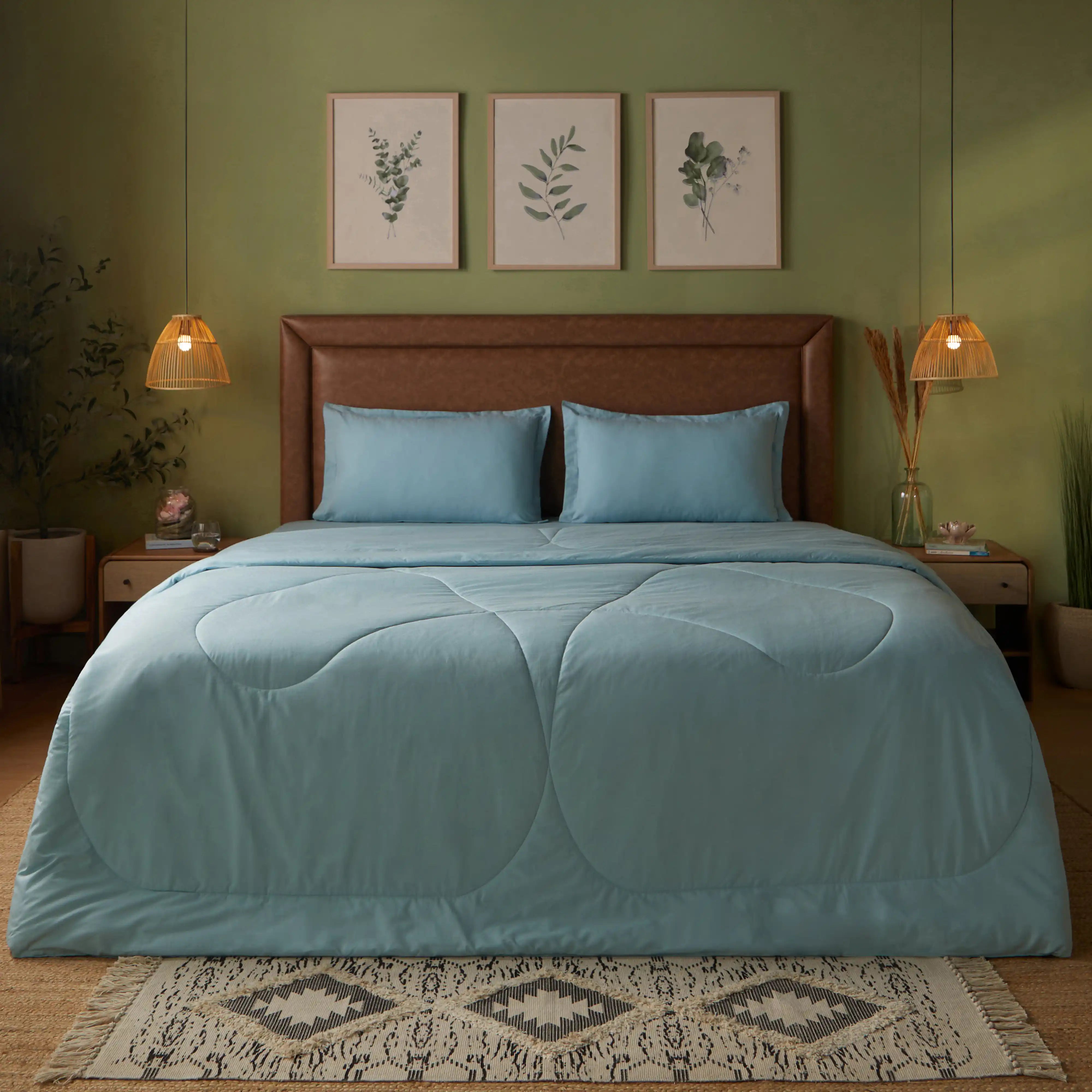Paleto | Everyday Hues Cotton Solid Dyed 120GSM Comforter-Blue Sky Blue Sky / Double