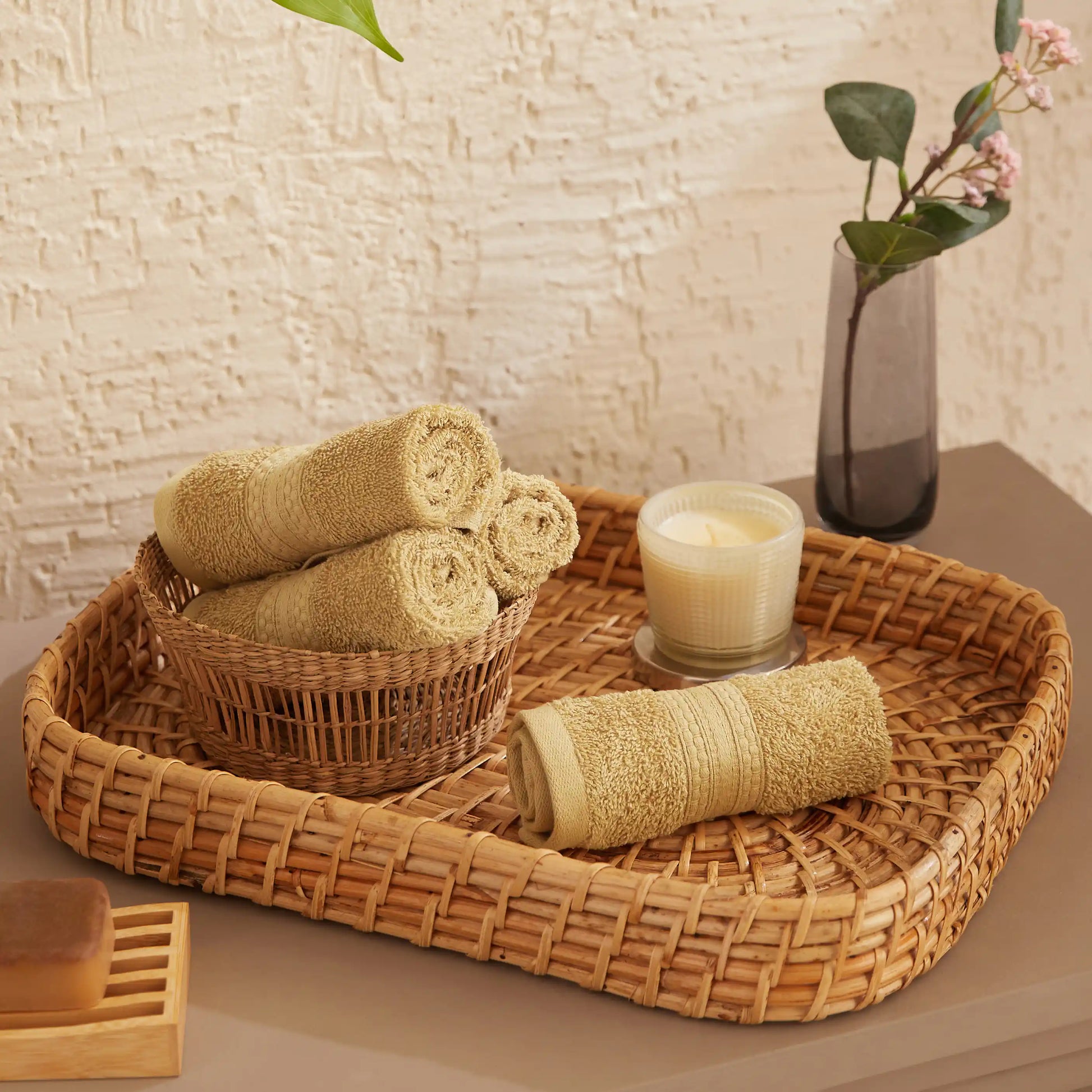 Paleto 100% Cotton Face Towel - Pack Of 4 Beige / Face Towel (30cm x 30cm)