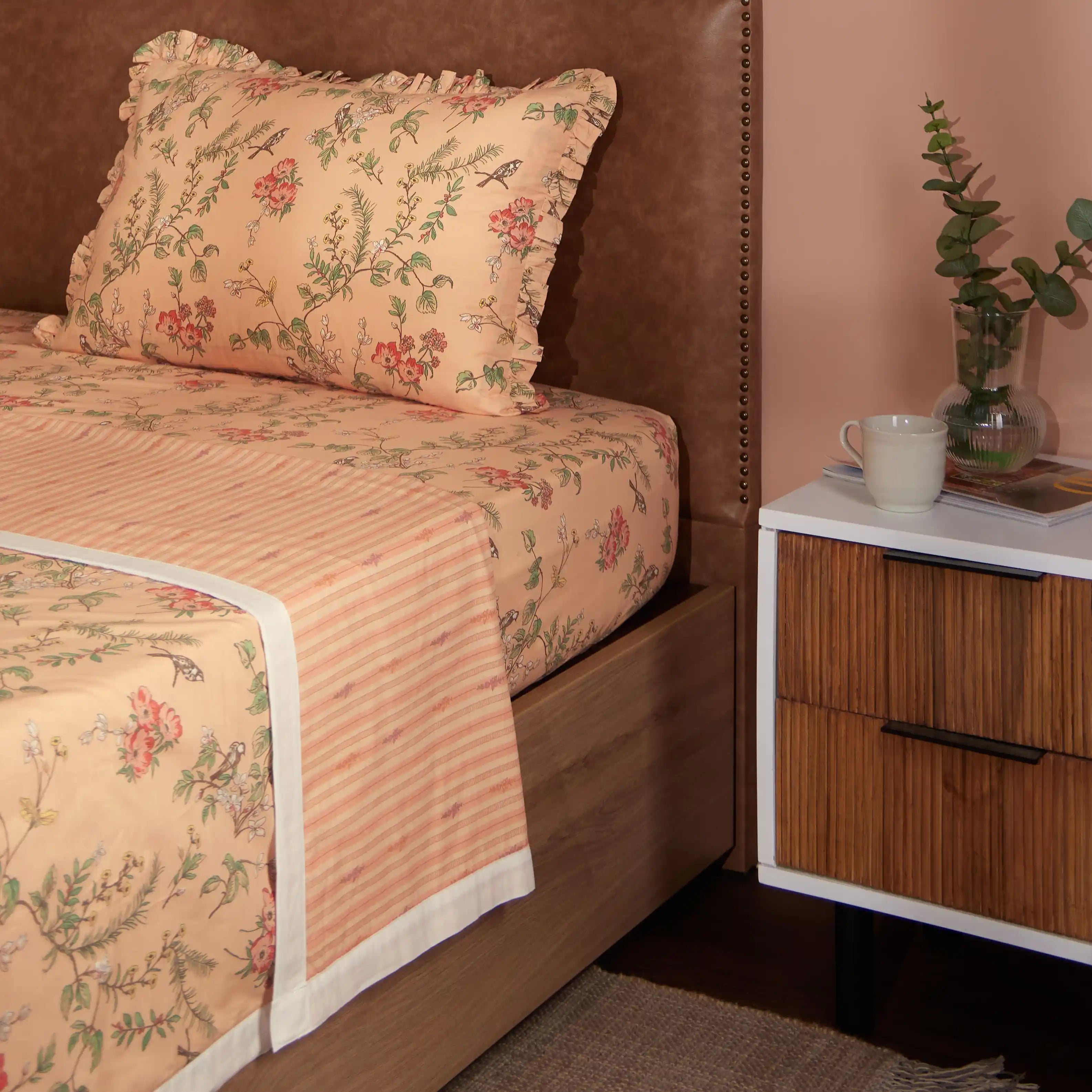 Bloomshire Luxe Printed Dohar-Peach Peach / Single