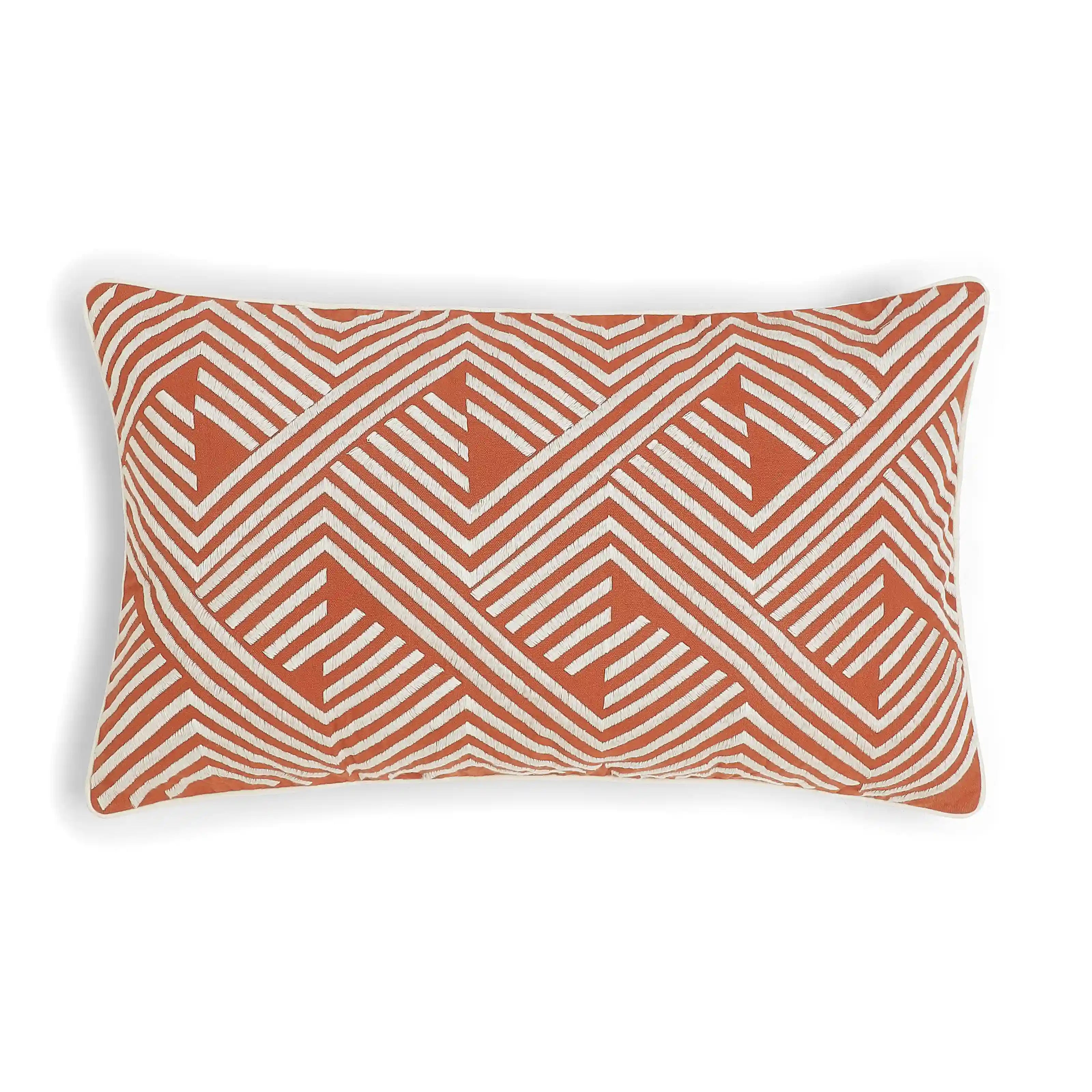 Espricia Embroidered Cushion Cover | Tile & Thread Burnt Orange / Cushion Cover (41cm x 66cm)