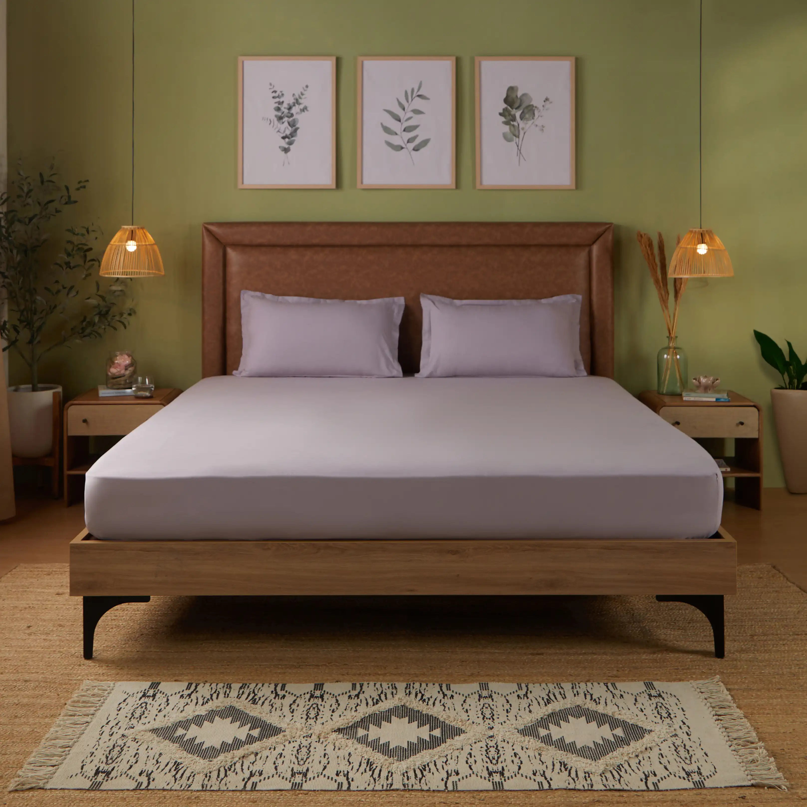 Paleto | Everyday Hues Solid Dyed Cotton Bedsheet Set-Grey Lavender Grey Lavender / Super King