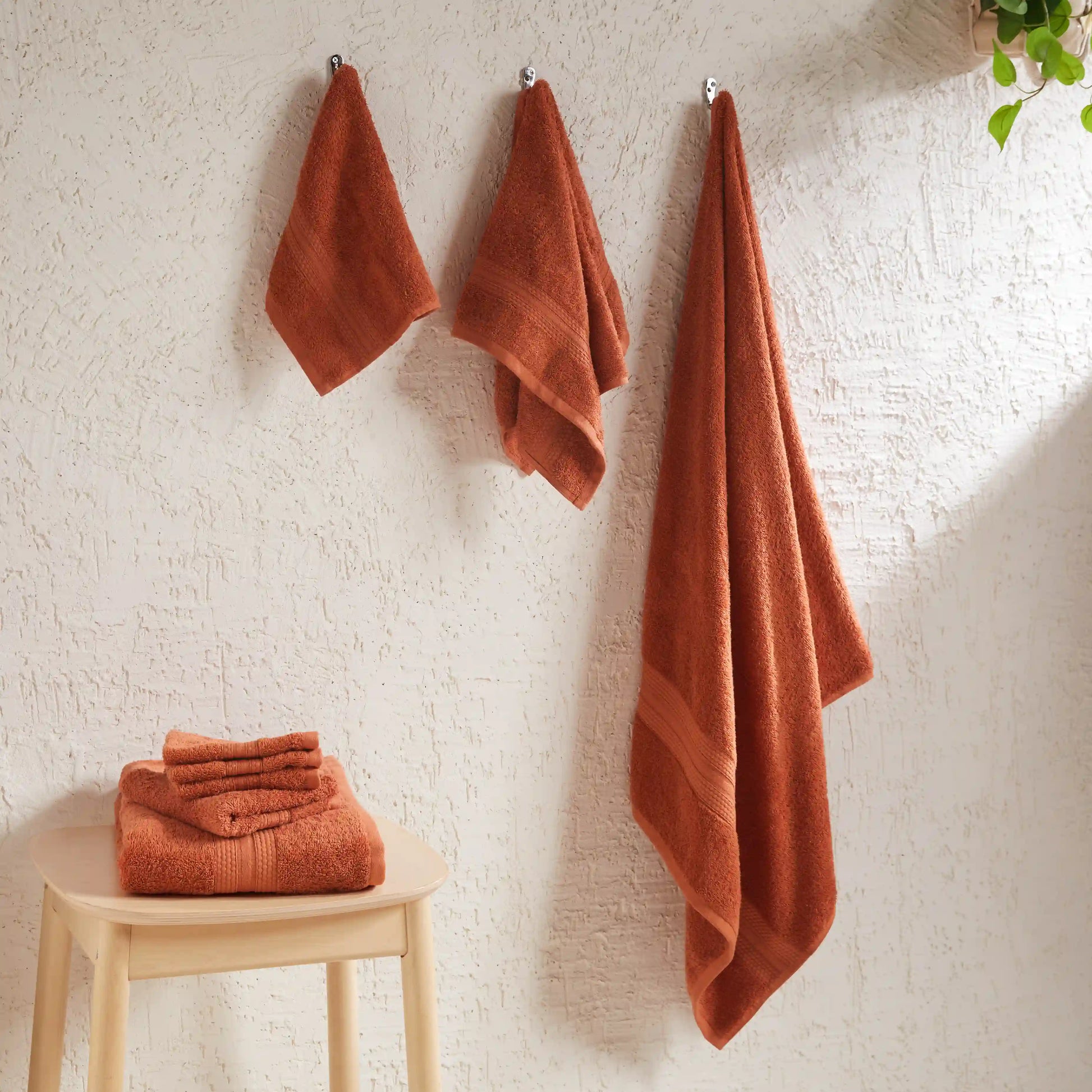 Paleto | Everyday Essentials Absorbent Ring Spun Cotton 8 Piece Terry Towel Set | Set of Bath, Hand & Face Towels Burnt Red / 8 Piece Set