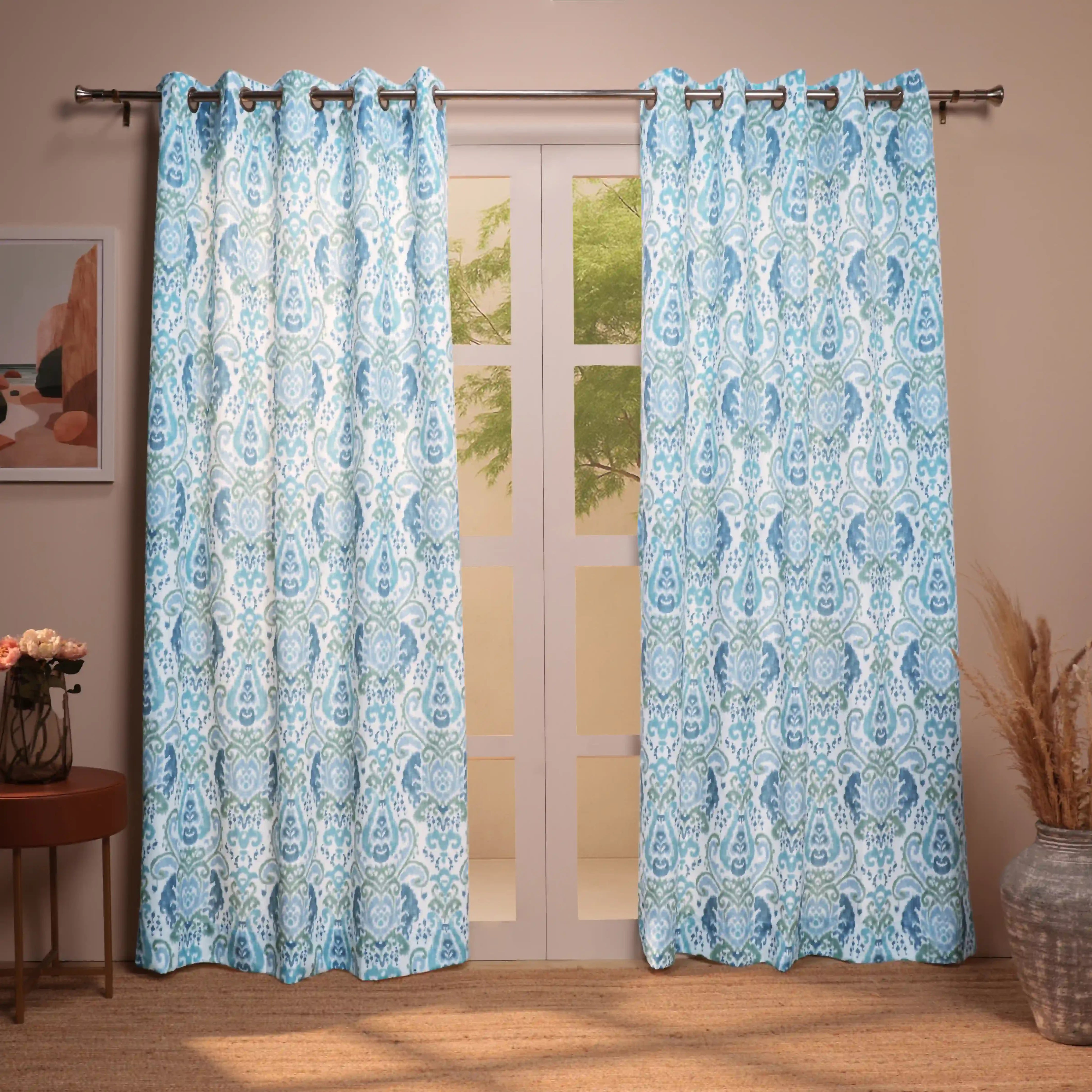 Chippa Lane Set Of 2 Printed Readymade Curtains | 
Timeless Tradition Sky / Door (7ft X 4.4ft)