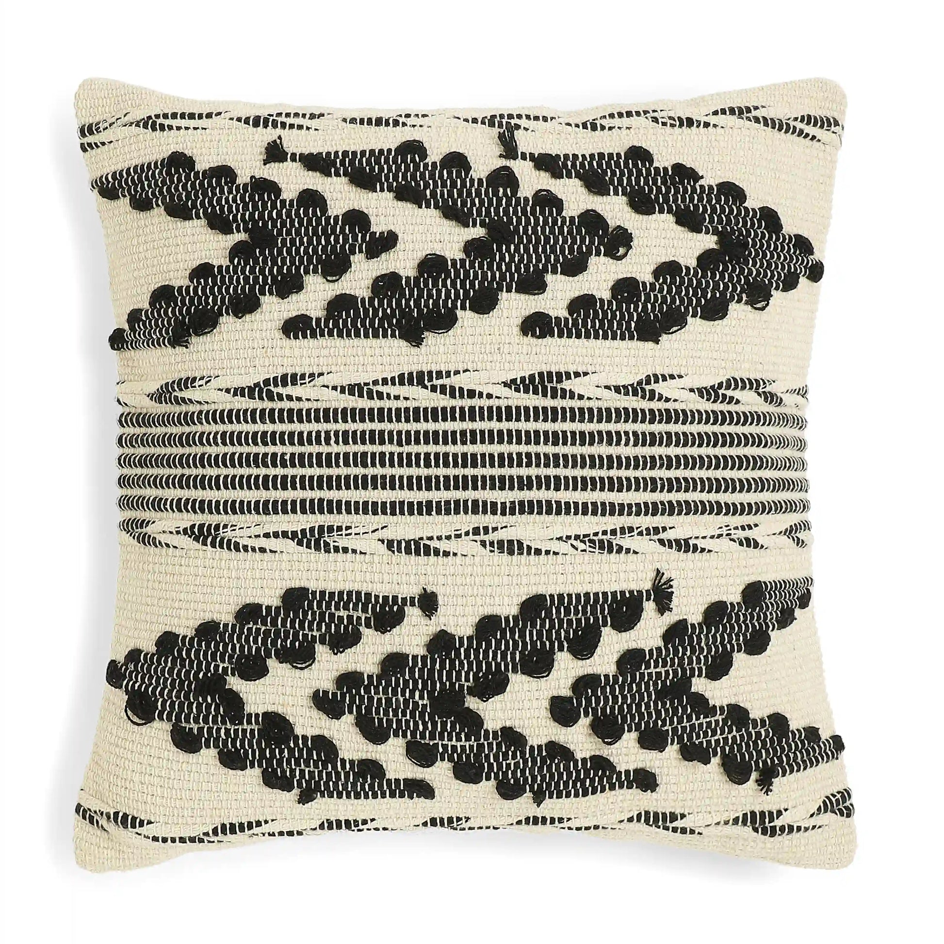 Vissencia 100% Cotton Woven Cushion Cover | Boho Bliss Ebony / Cushion Cover (41cm x 41cm)