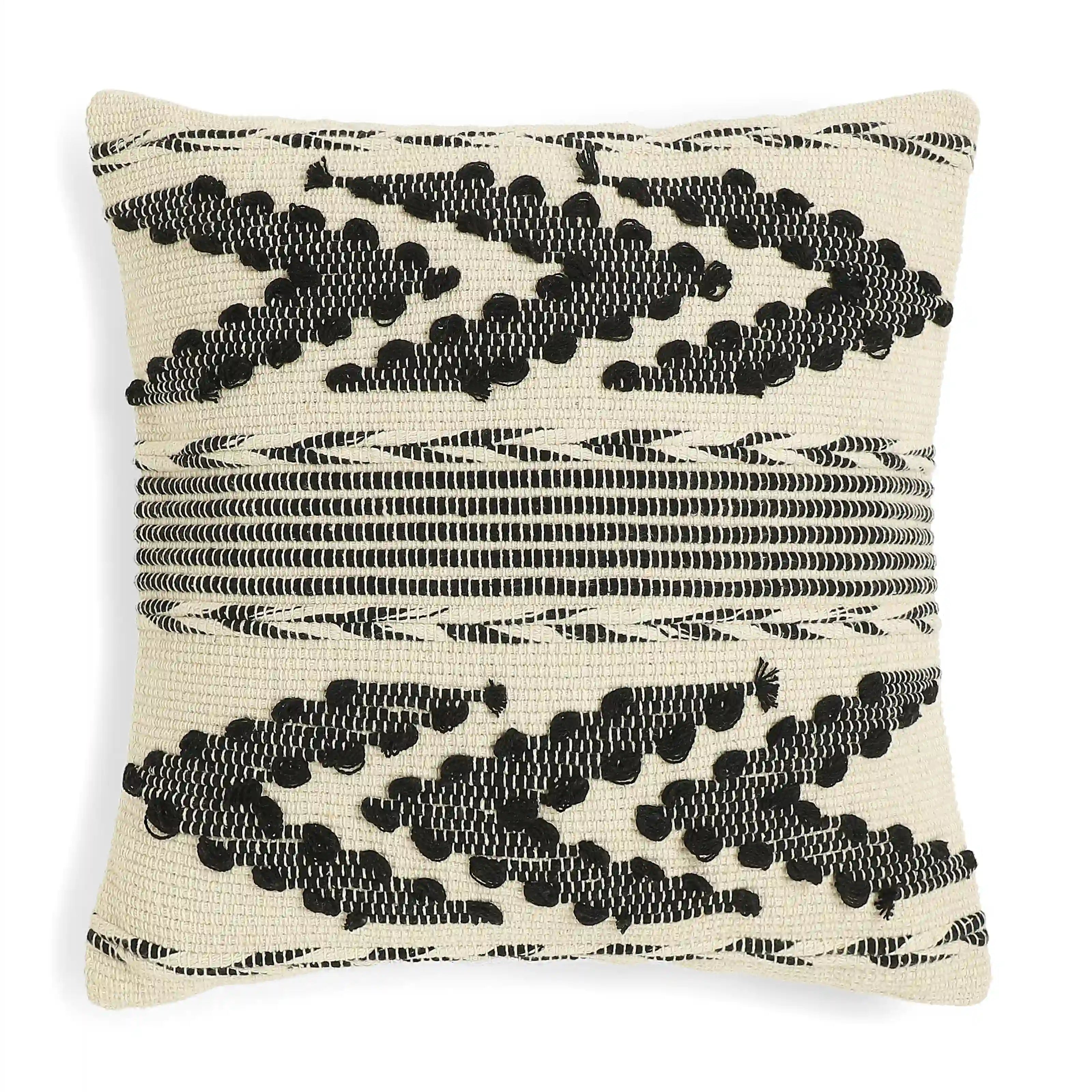 Vissencia 100% Cotton Woven Cushion Cover | Boho Bliss Ebony / Cushion Cover (41cm x 41cm)