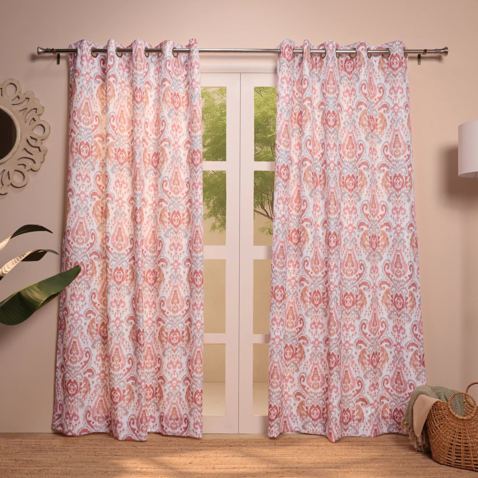 Chippa Lane Set Of 2 Printed Readymade Curtains | 
Timeless Tradition Sunset Coral / Door (7ft X 4.4ft)