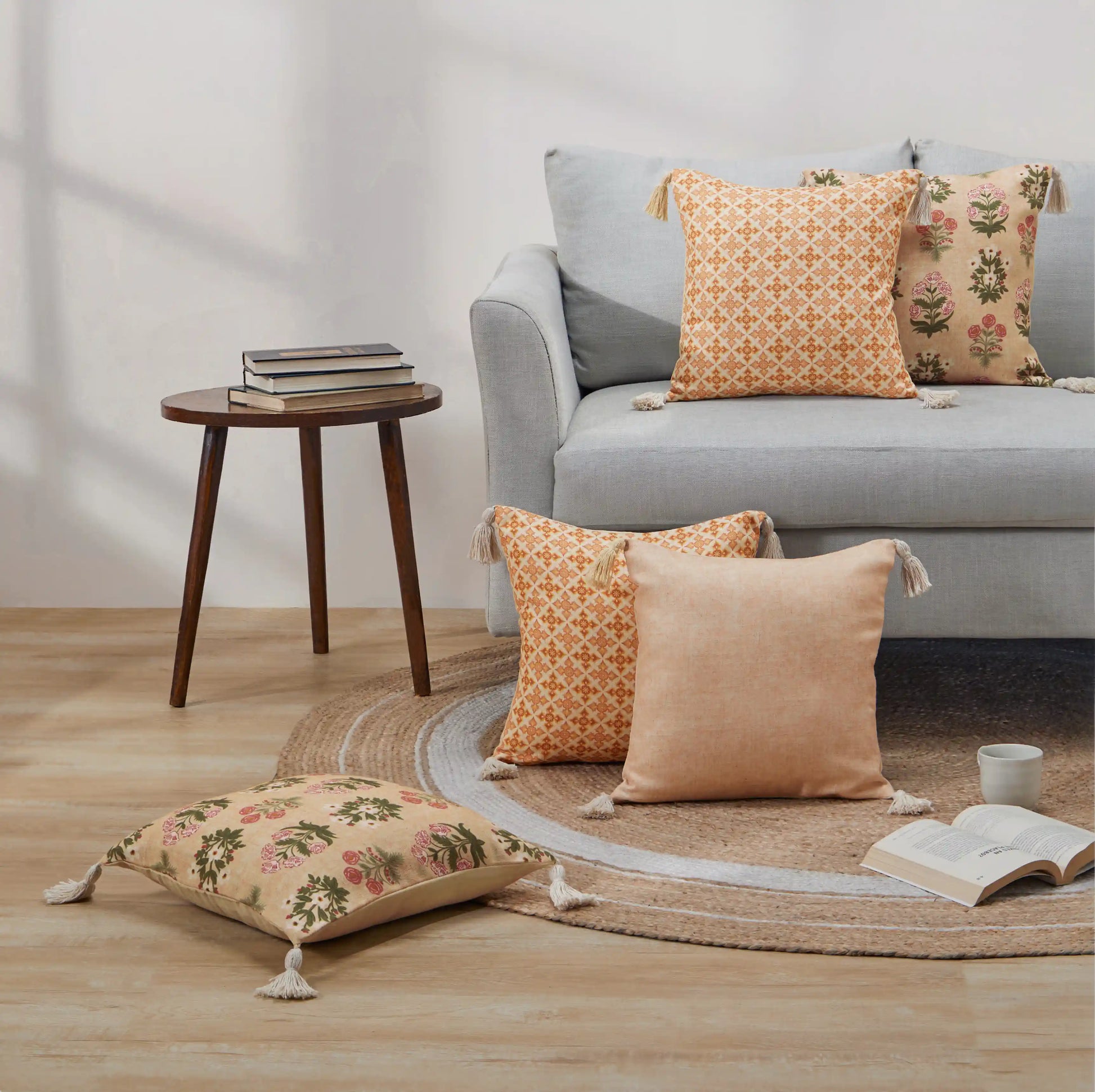 Vissencia Printed Cushion Cover | Shalimar Bagh Sunset Sorbet / 5 Piece Cushion Cover (51cm x 51cm)