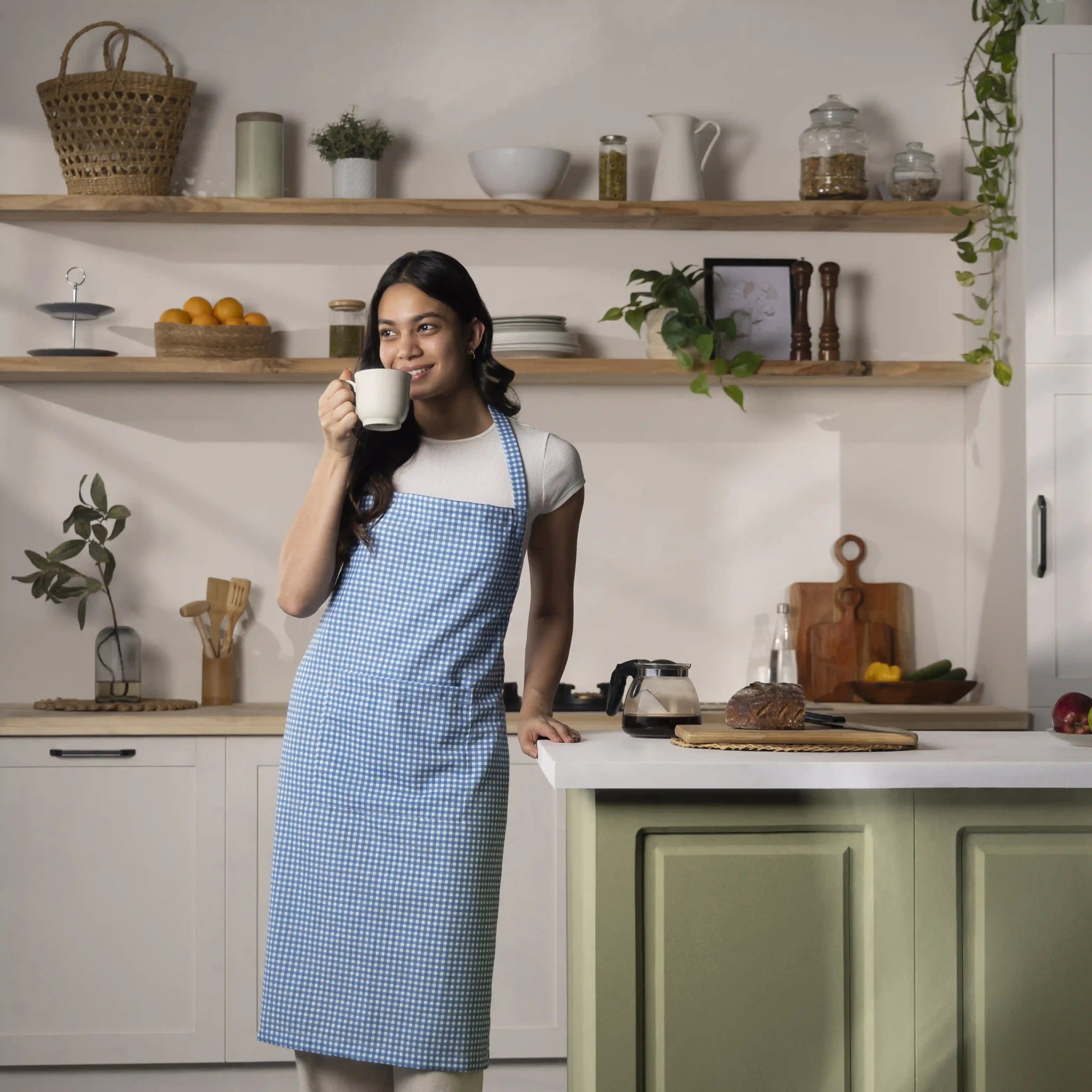 Nonna's Home 100% Polyester Apron Small Blueberry Gingham / Apron (70cm x 90cm)