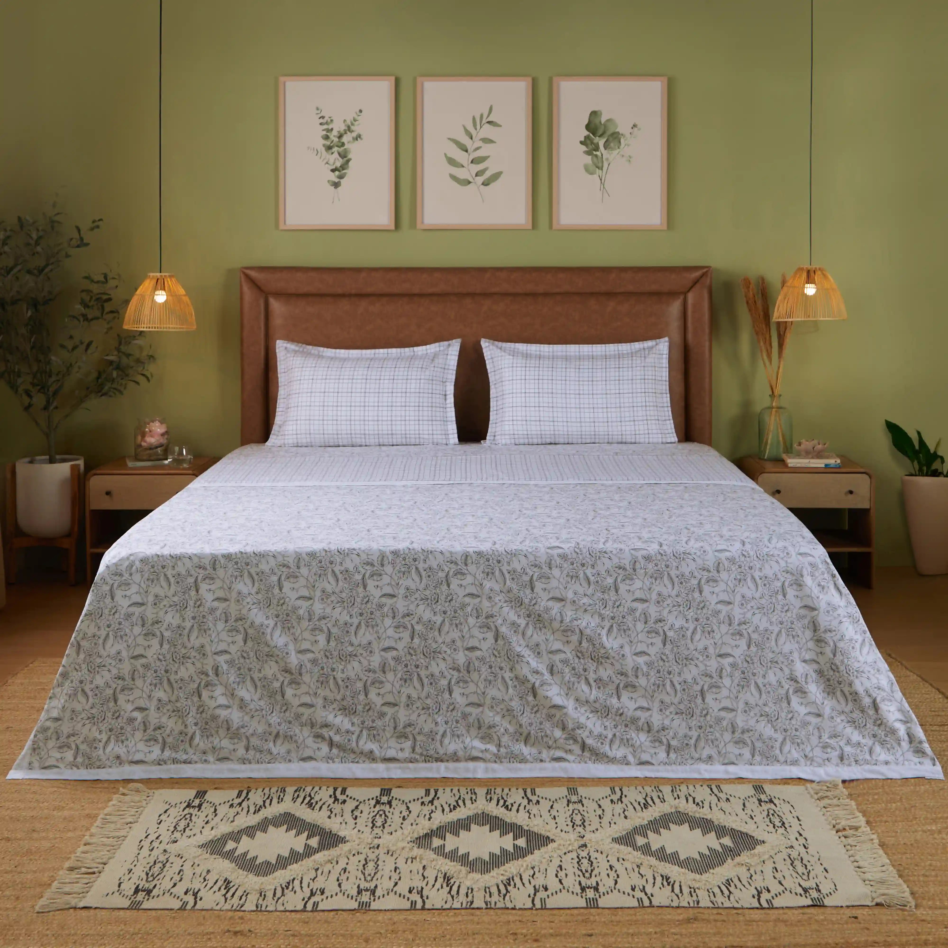 Mishella 100% Cotton Bedding Set Charcoal Bloom / Double