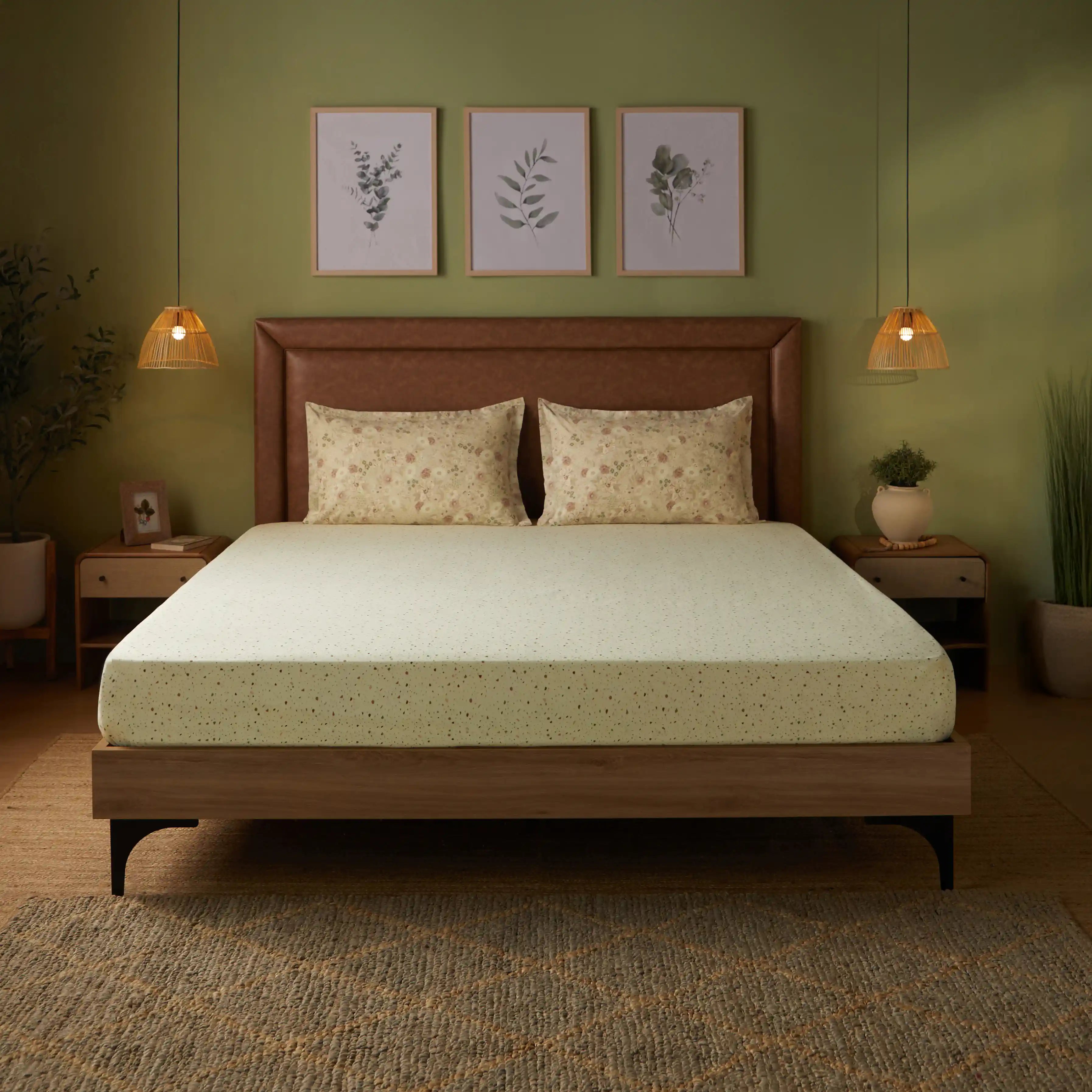 Mishella | Mix & Match Printed Cotton Bedsheet Set - Cream Cream / King