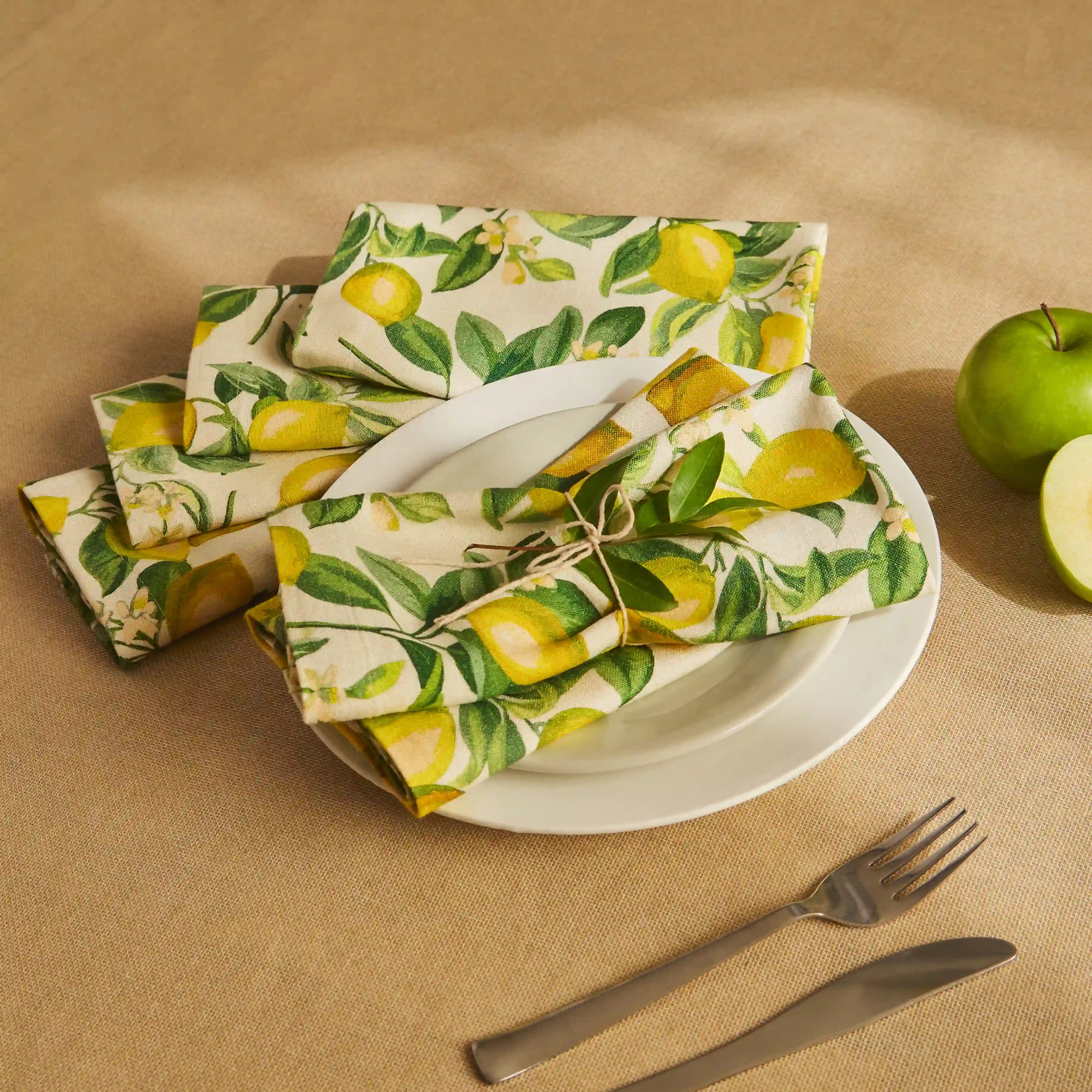 Nonna's Home 100% Cotton Table Napkin Set Lemon Zest / Pack of 6