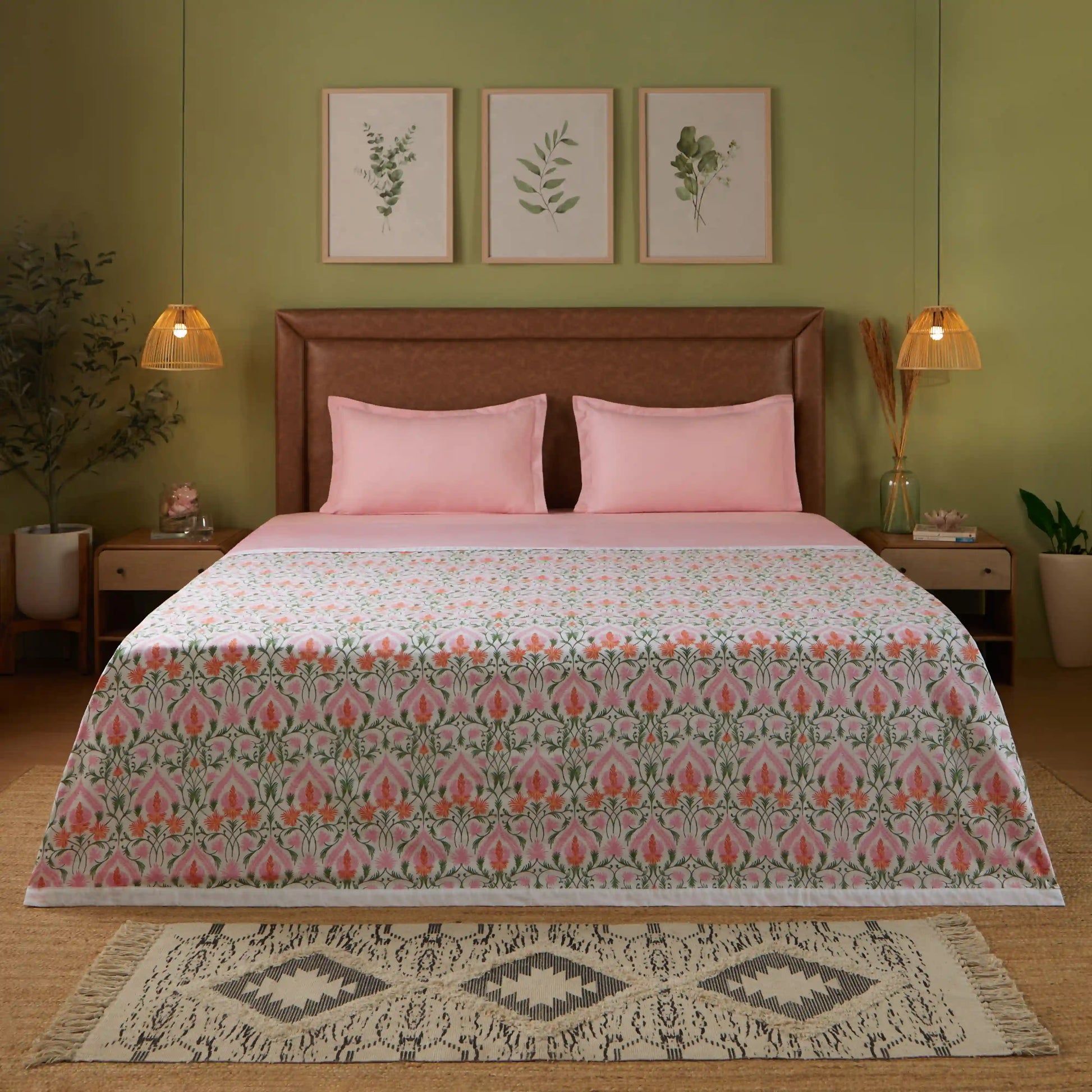 Bloomshire Classic | Everyday Charm Printed Reversible Dohar with Super Soft Flannel Layering-Salmon Salmon / Double