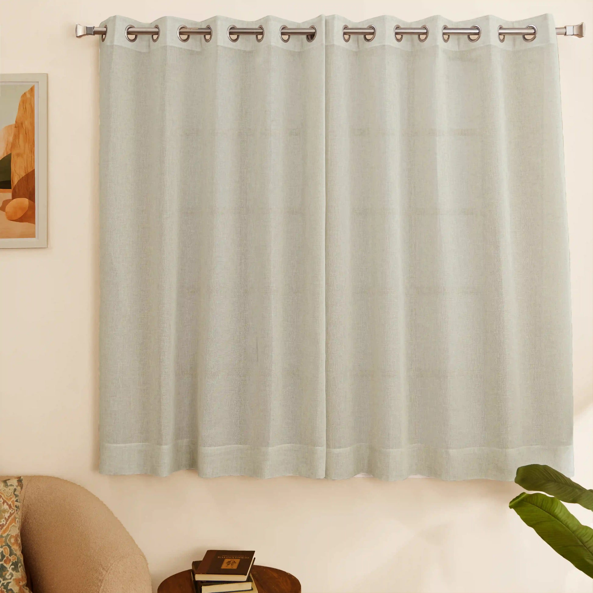 Velina Set Of 2 Sheer Readymade Curtains | 
Sand & Shadow Parchment / Window (5ft X 4.4ft)
