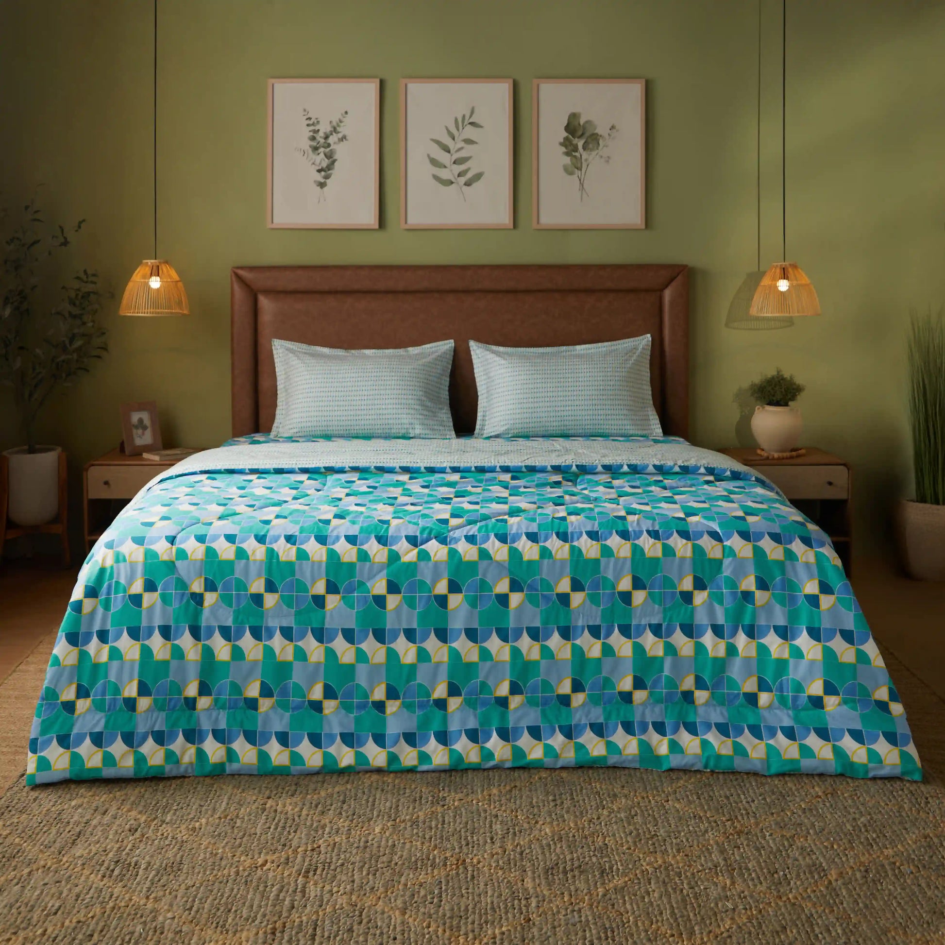 Mishella Printed Orbit Teal Comforter-240gsm Orbit Teal / Double