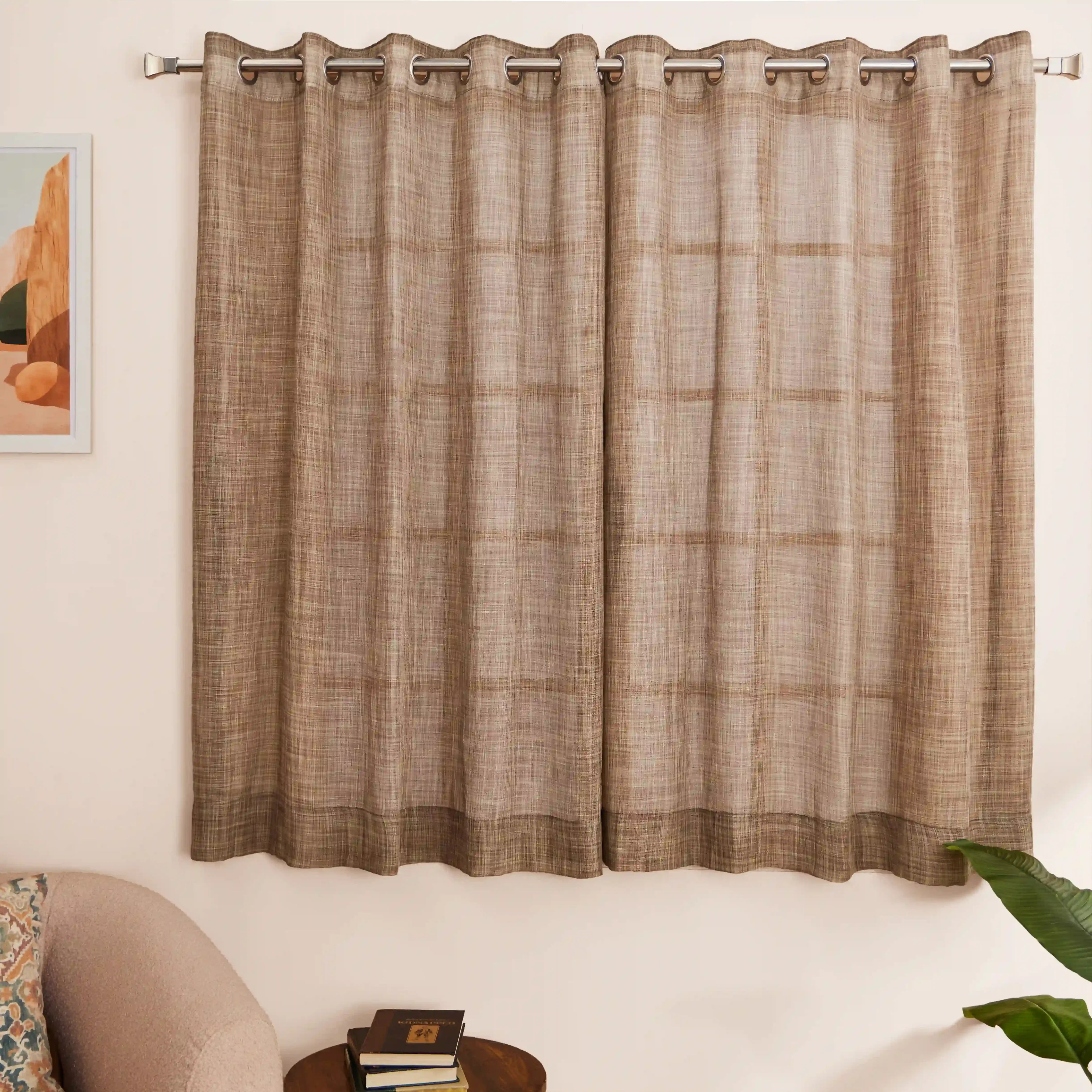 Velina Set Of 2 Sheer Readymade Curtains | 
Earthbound Espresso / Window (5ft X 4.4ft)
