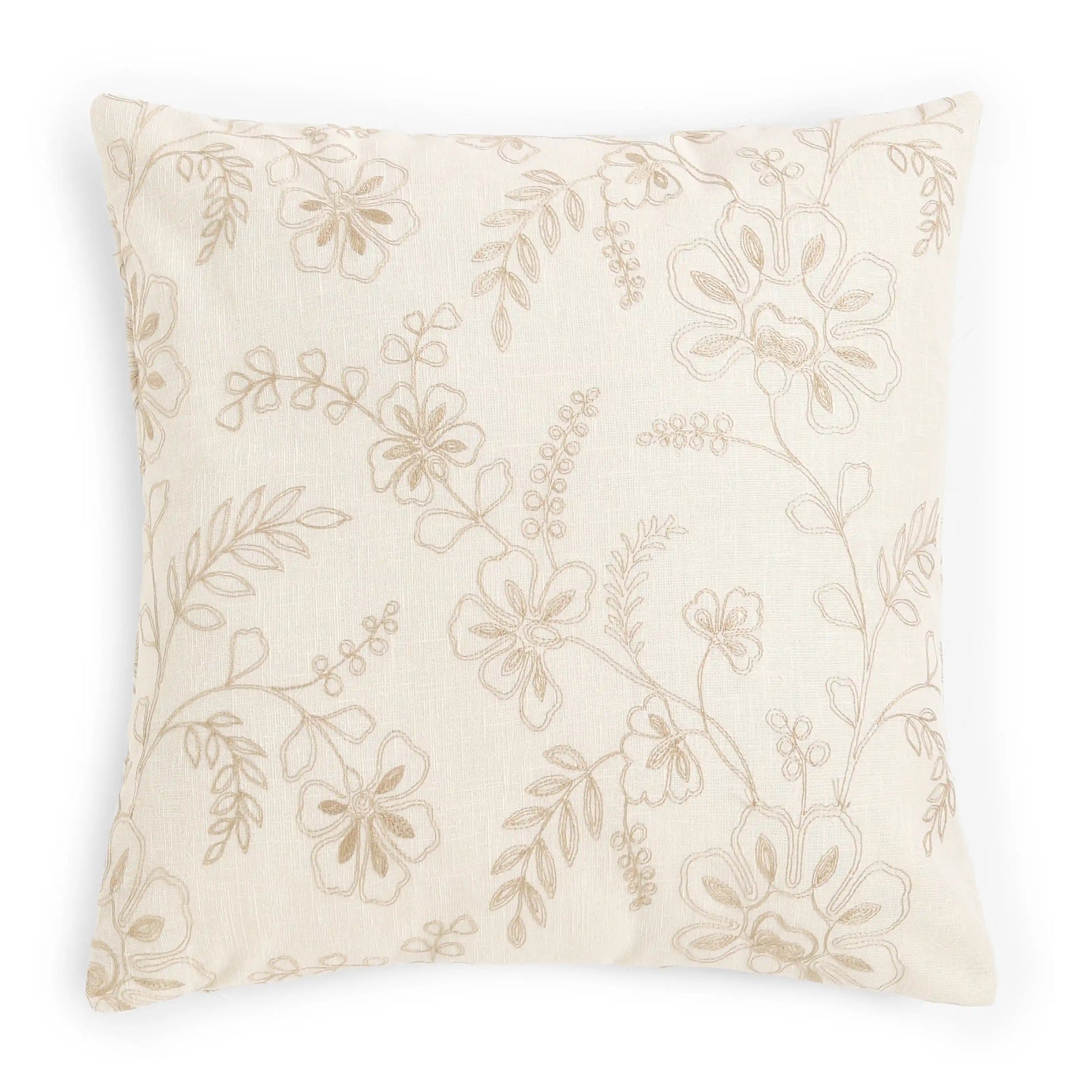 Vissencia Embroidered Cushion Cover | Floral Threads Earthen Relic / Cushion Cover (41cm x 41cm)