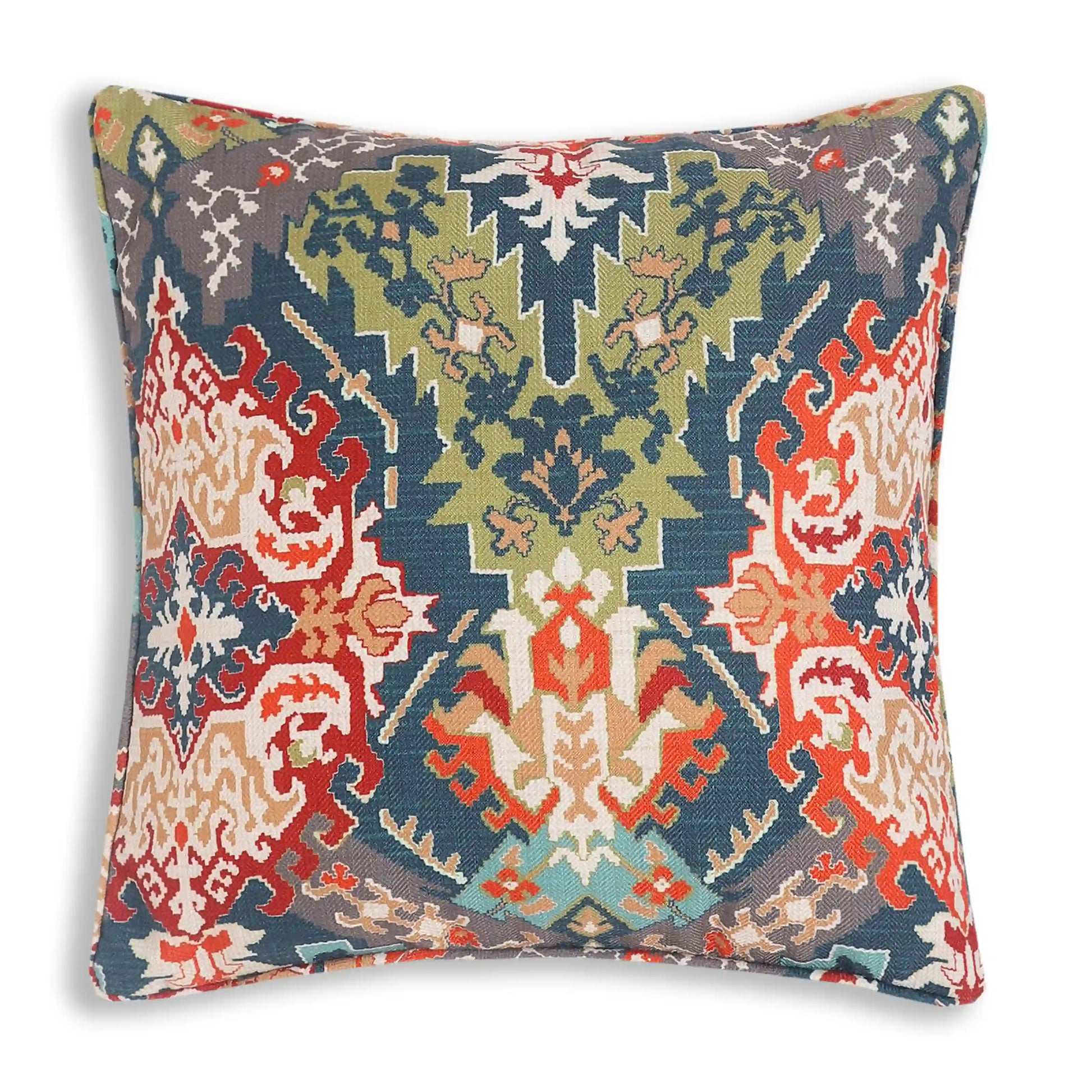 Espricia Printed Cushion Cover | Indian Regal Deep Lagoon / Cushion Cover (51cm x 51cm)
