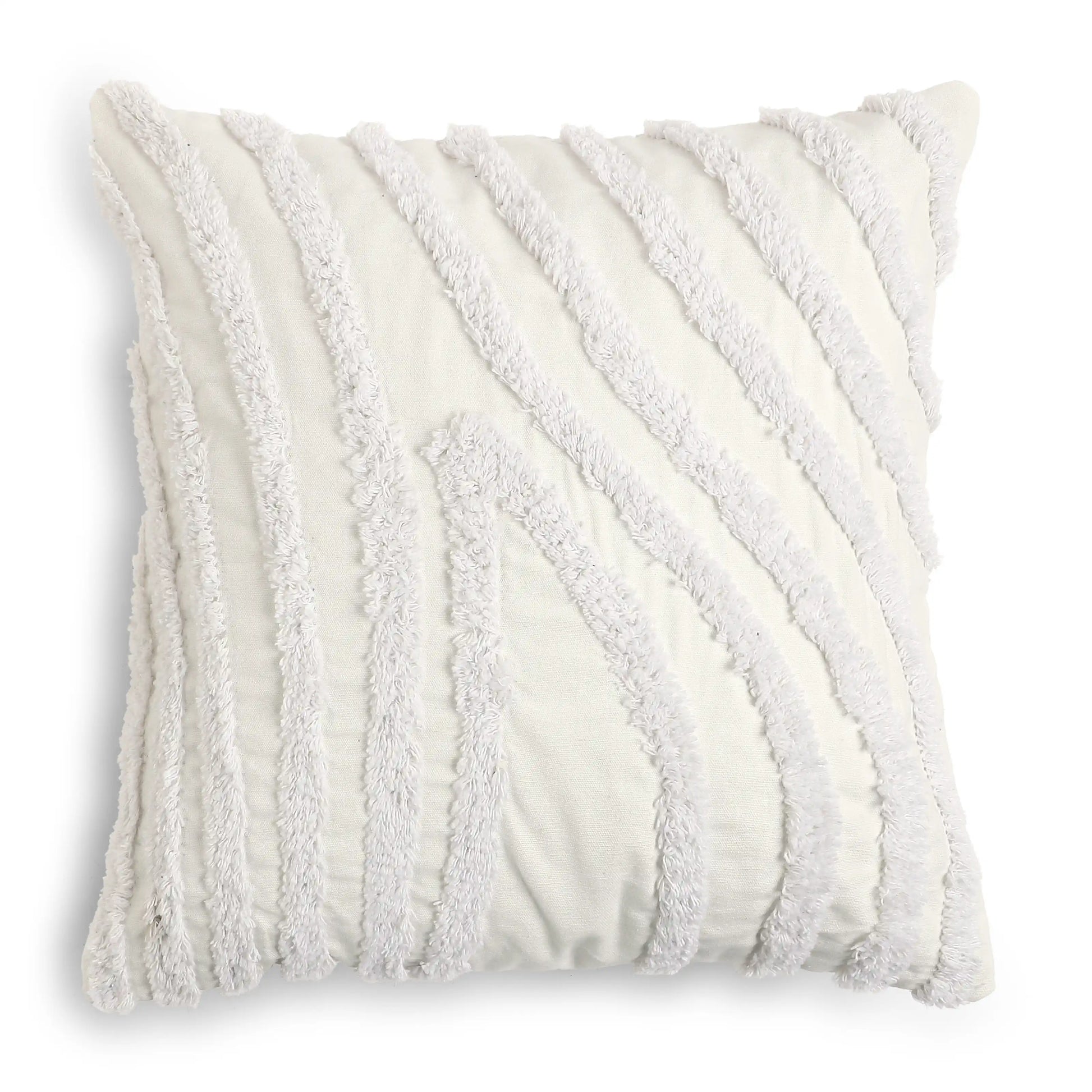 Vissencia 100% Cotton Tufted Cushion Cover | Wavy Flow Ivory / Cushion Cover (41cm x 41cm)