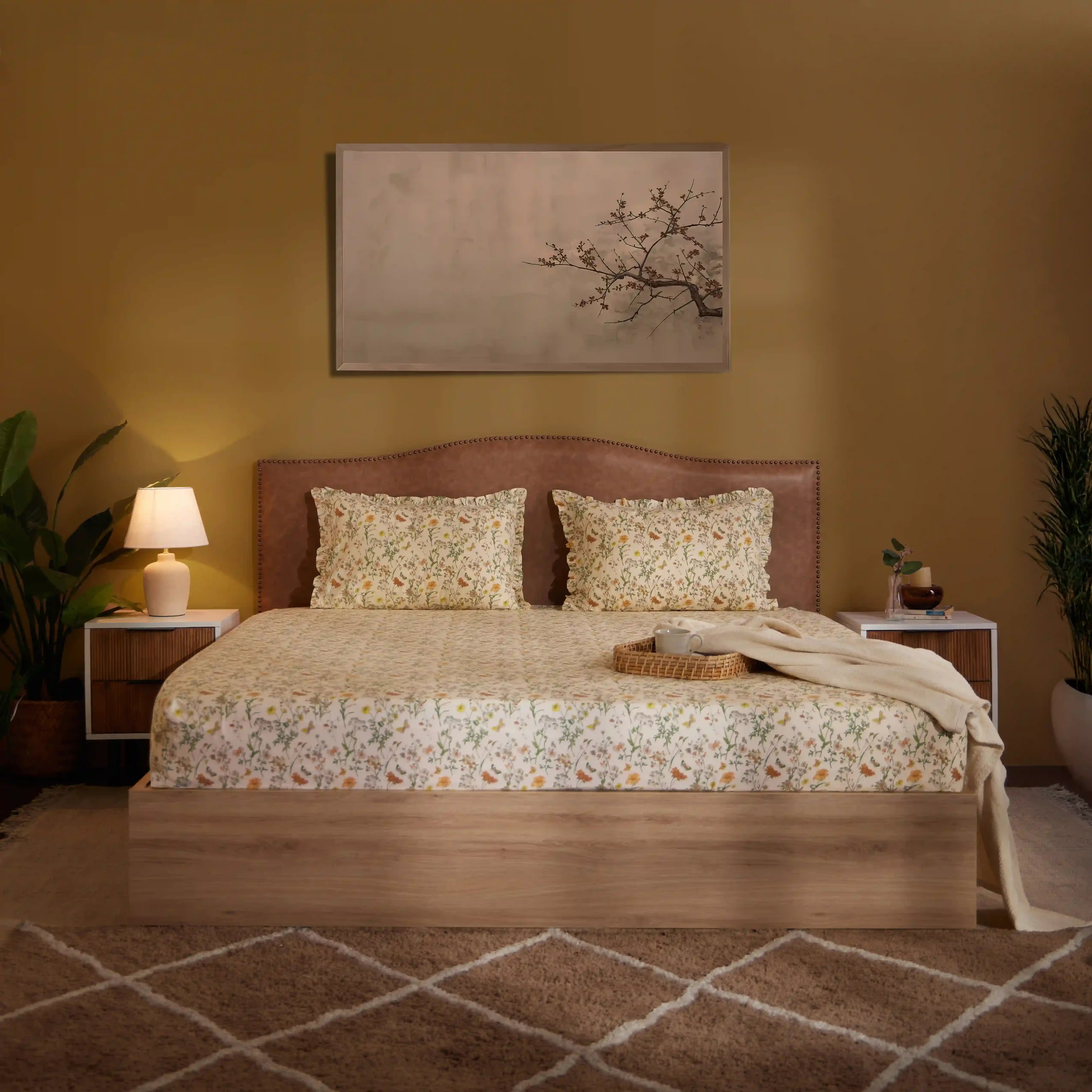 Bloomshire Luxe 100% Cotton Bedsheet Set Mustard / Double