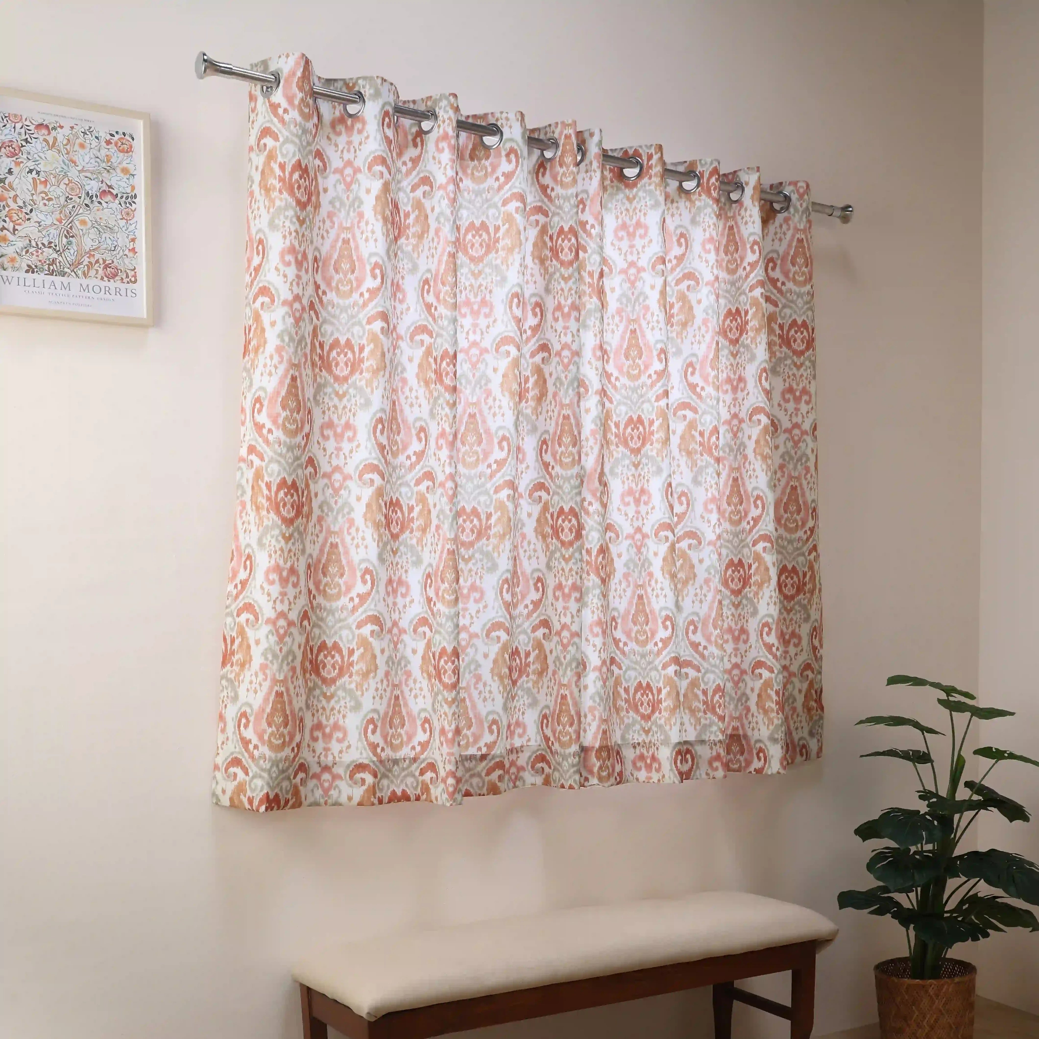 Chippa Lane Set Of 2 Printed Readymade Curtains | 
Timeless Tradition Sunset Coral / Window (5ft X 4.4ft)