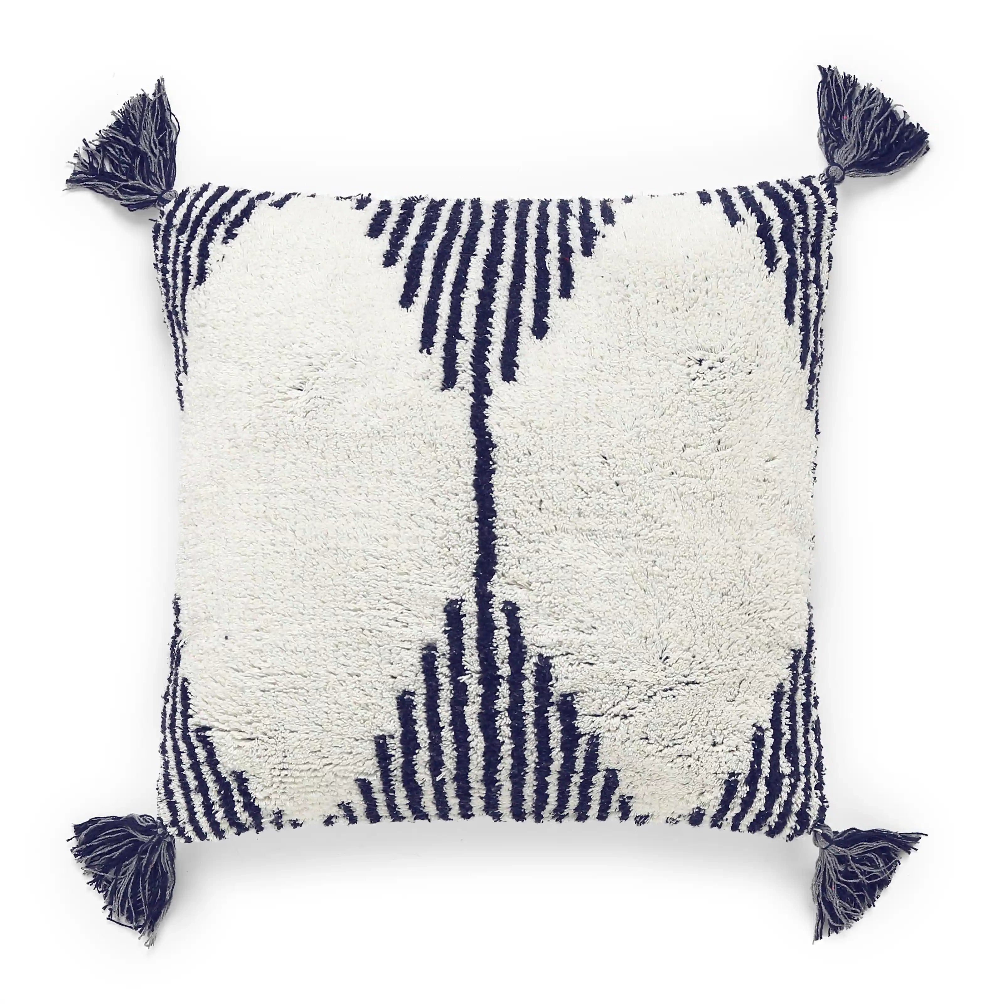 Vissencia 100% Cotton Knitted Cushion Cover | Triangle Nest Ash / Cushion Cover (51cm x 51cm)