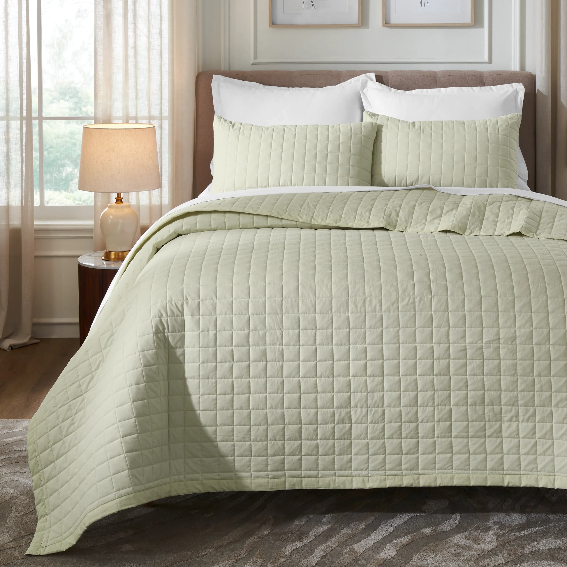 Nuvola | Luxurious Solid Dyed Box Quilted Cotton Bedcover Set Linen