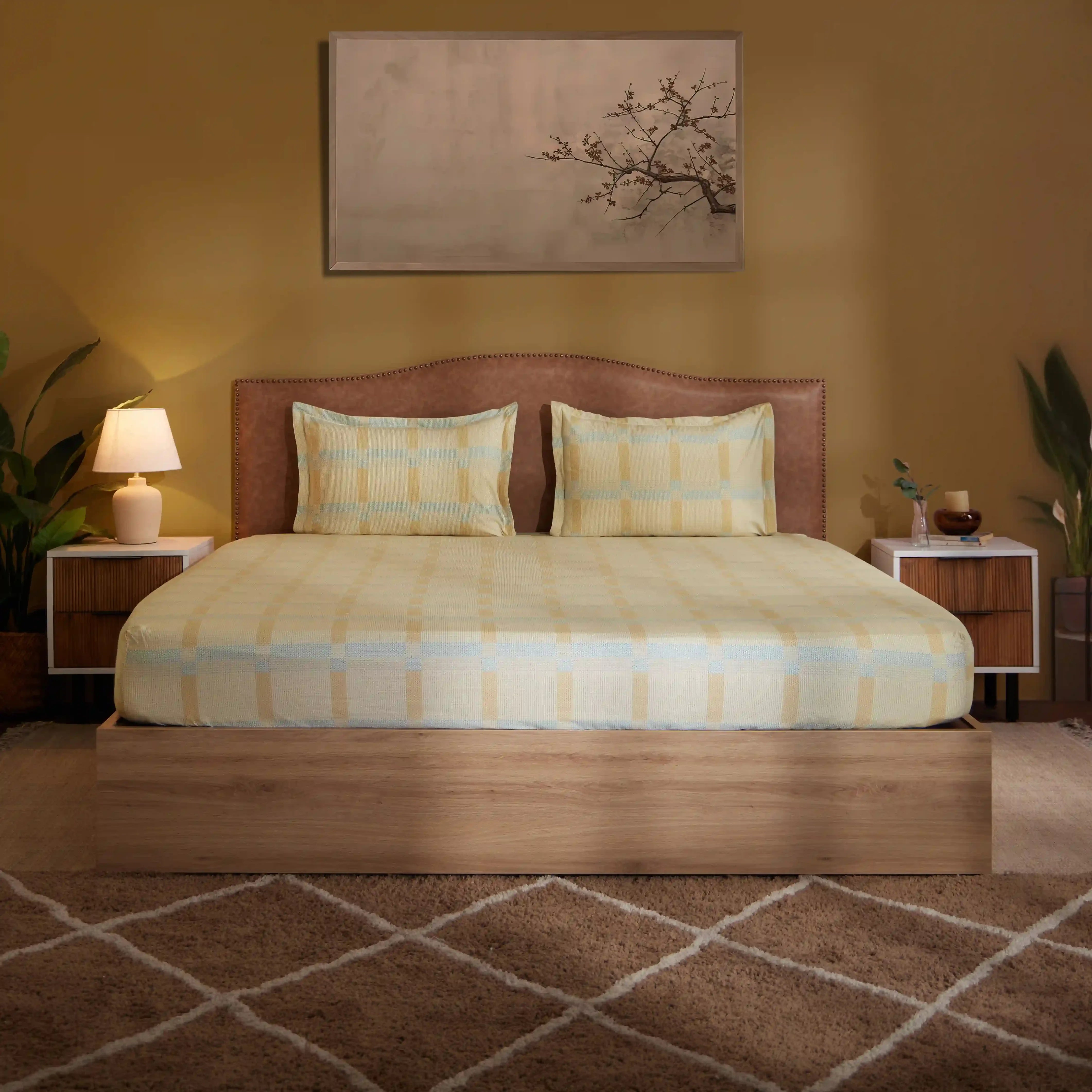 Threadscapes Printed Fitted Sheet Set-Sand Sand / King