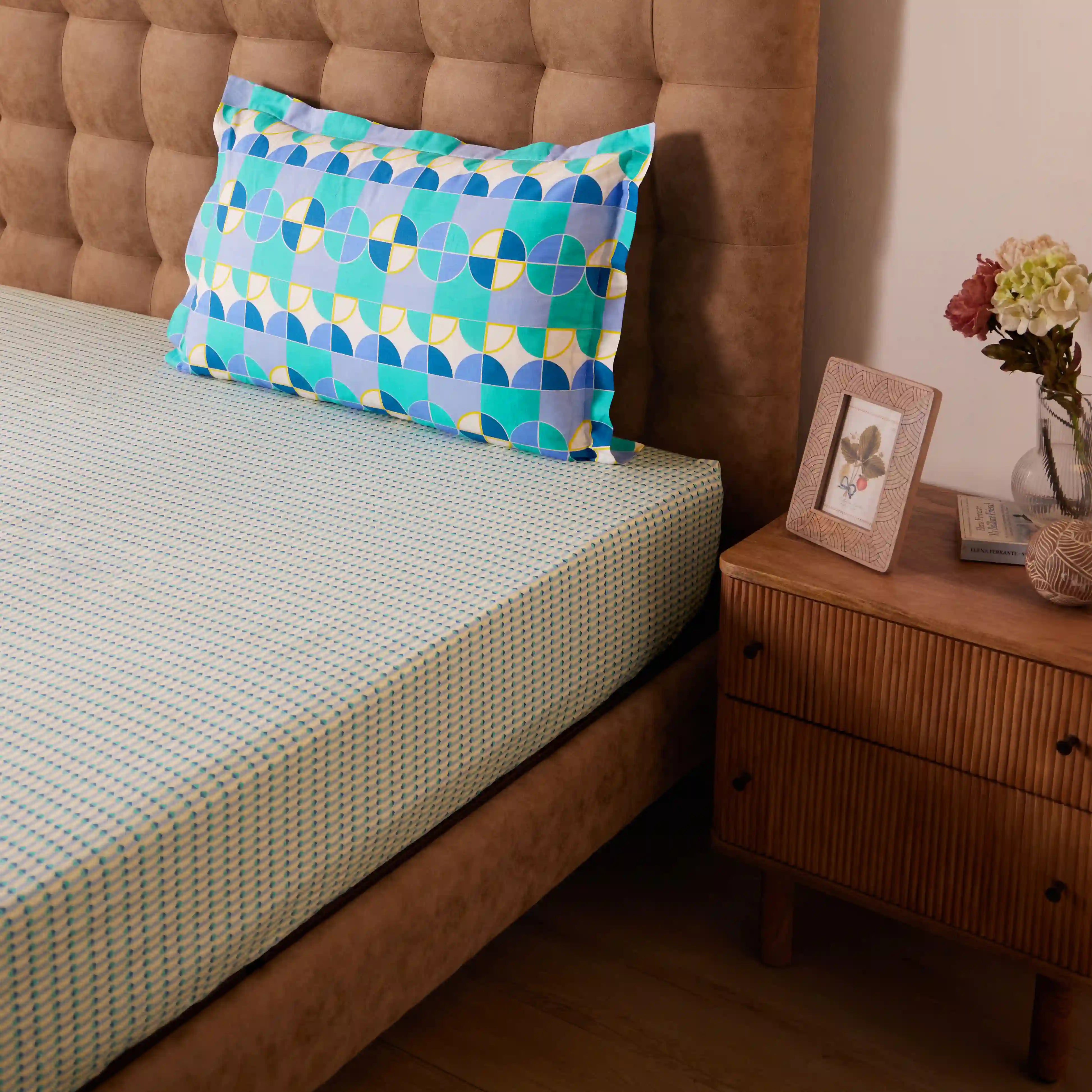 Mishella Printed Kaleido Teal Bedsheet Set Kaleido Teal / Single