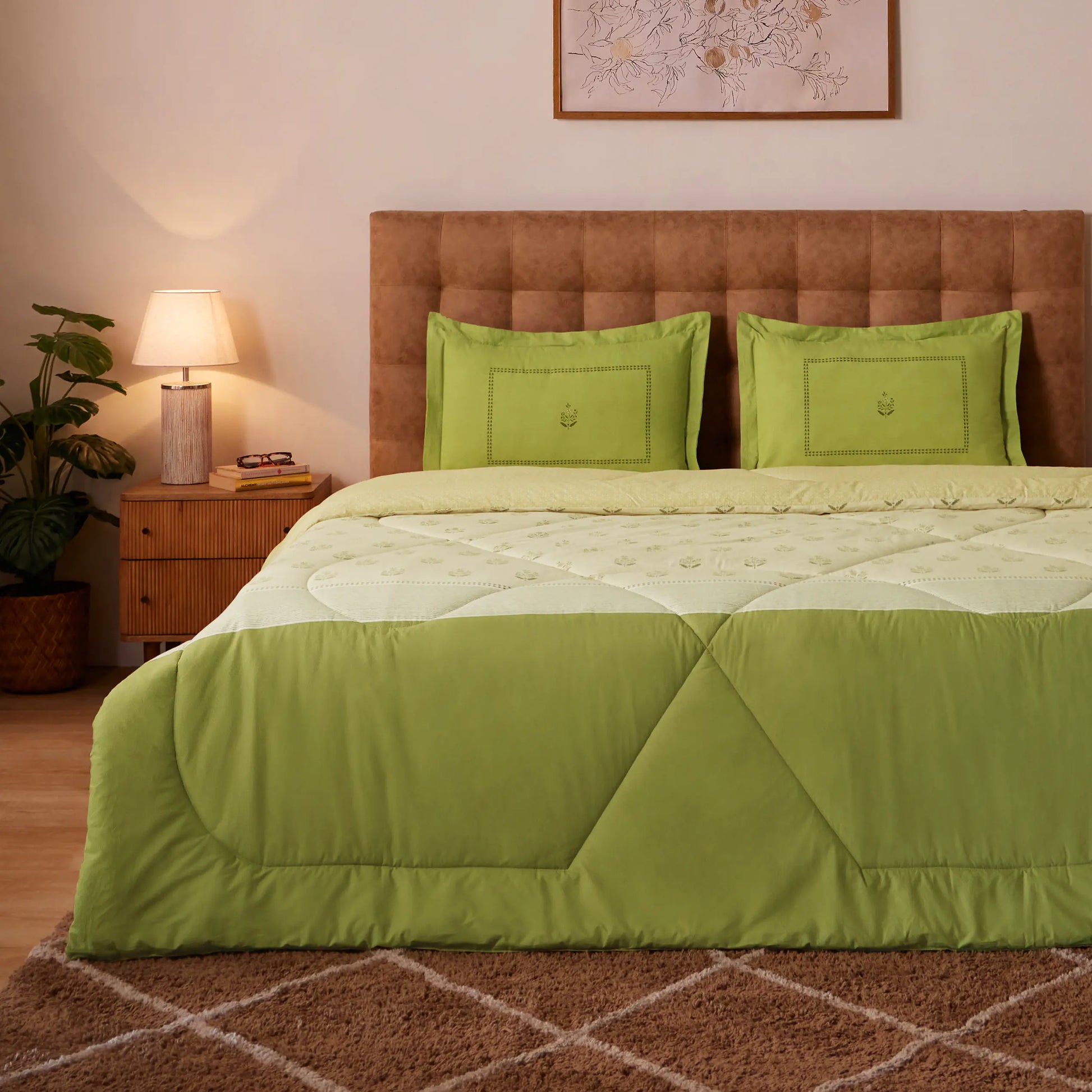 Chippa Lane 100% 120GSM Cotton Comforter Indian Moss / Double