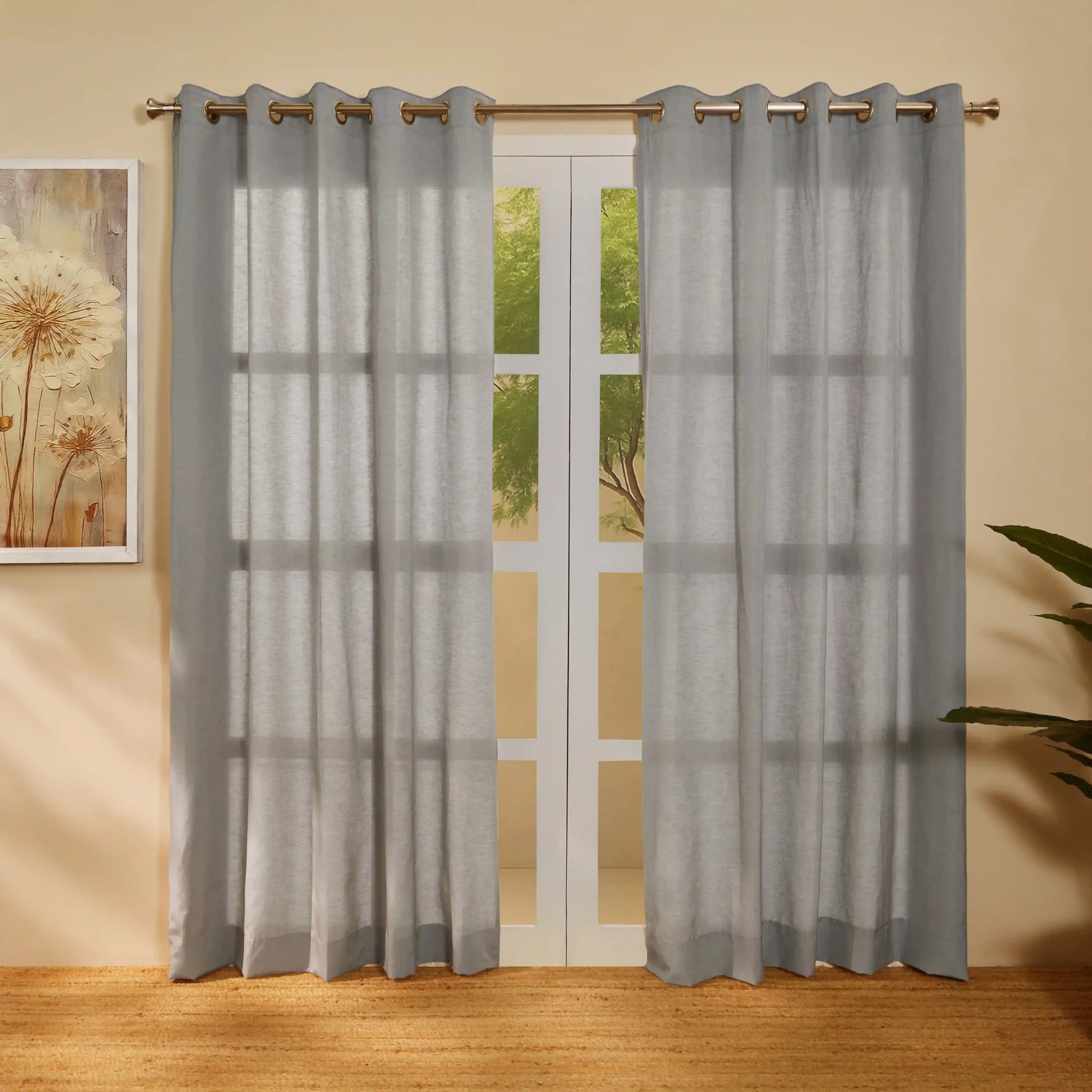 Paleto Set Of 2 Solid Readymade Curtains | Hue Harmony Ash / Door-XL (9ft X 4.4ft)