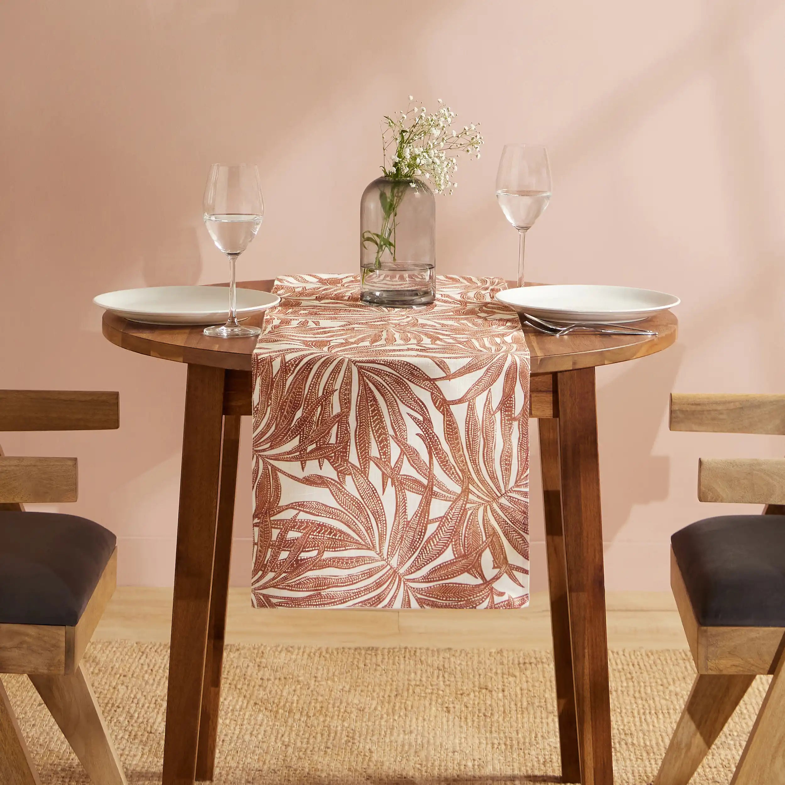 Nonna's Home 100% Polyester Table Runner Coppery Ferns / Table Runner (34cm x 120cm)