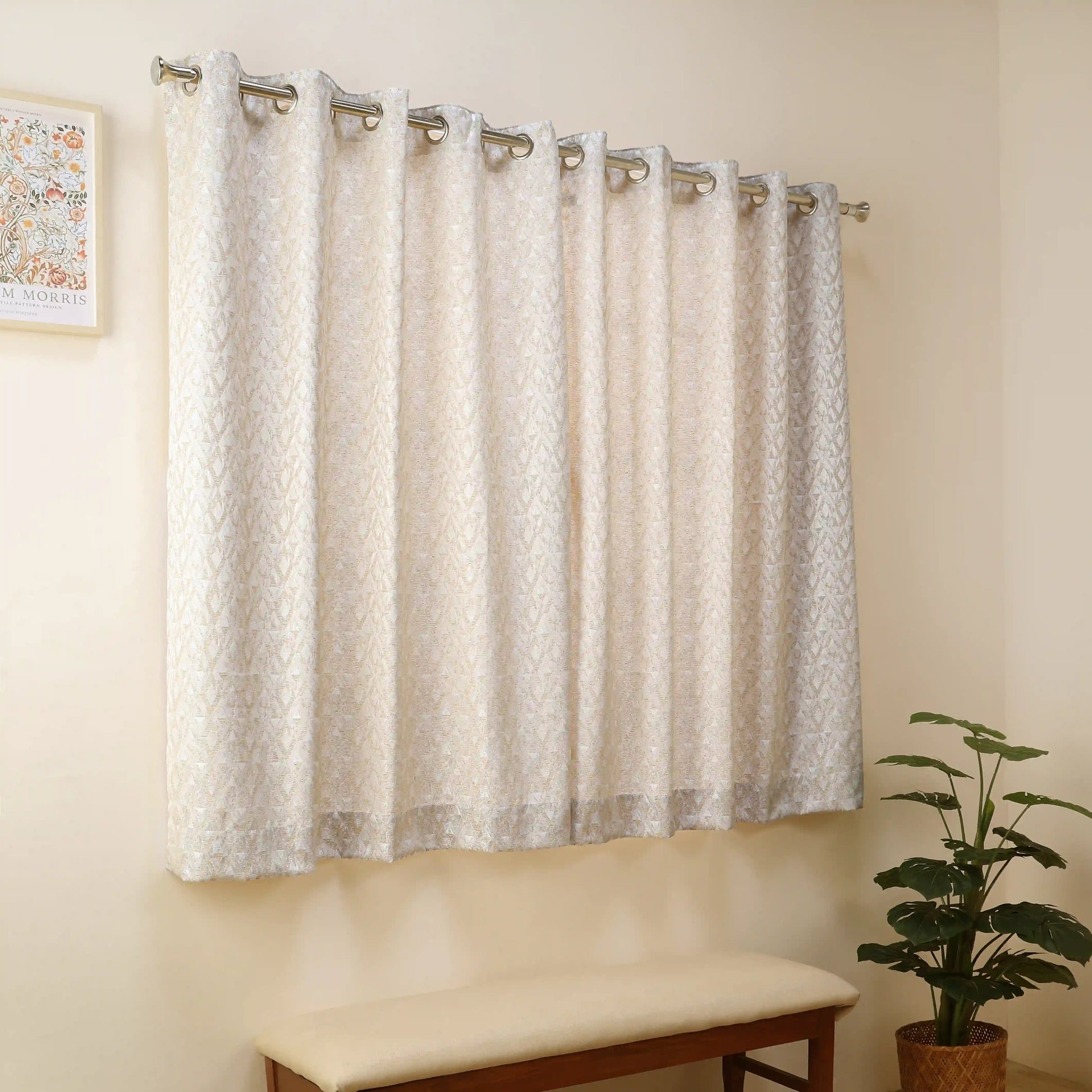 De Jacquard - Classic Set Of 2 Jacquard Readymade Curtains | Diamond Drift Lime / Window (5ft X 4.4ft)