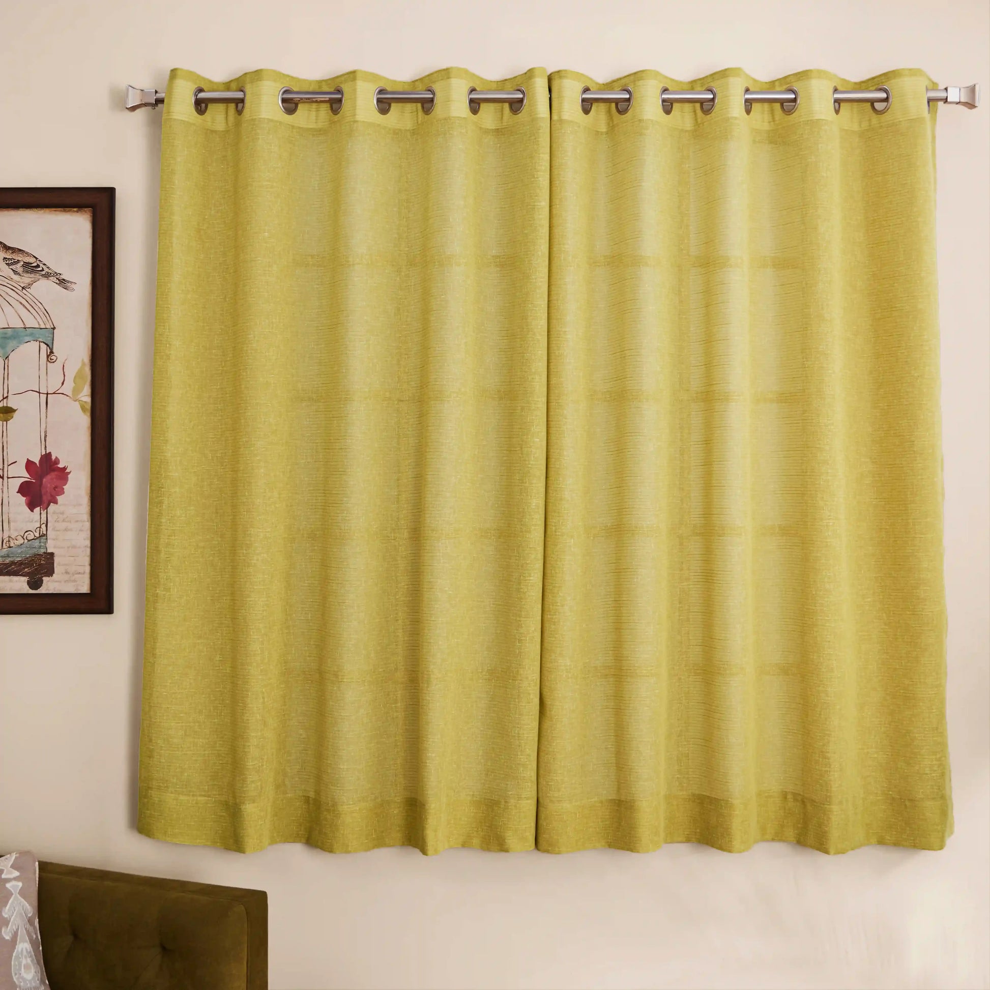 Velina Set Of 2 Sheer Readymade Curtains | 
Tinted Hues Lime / Window (5ft X 4.4ft)