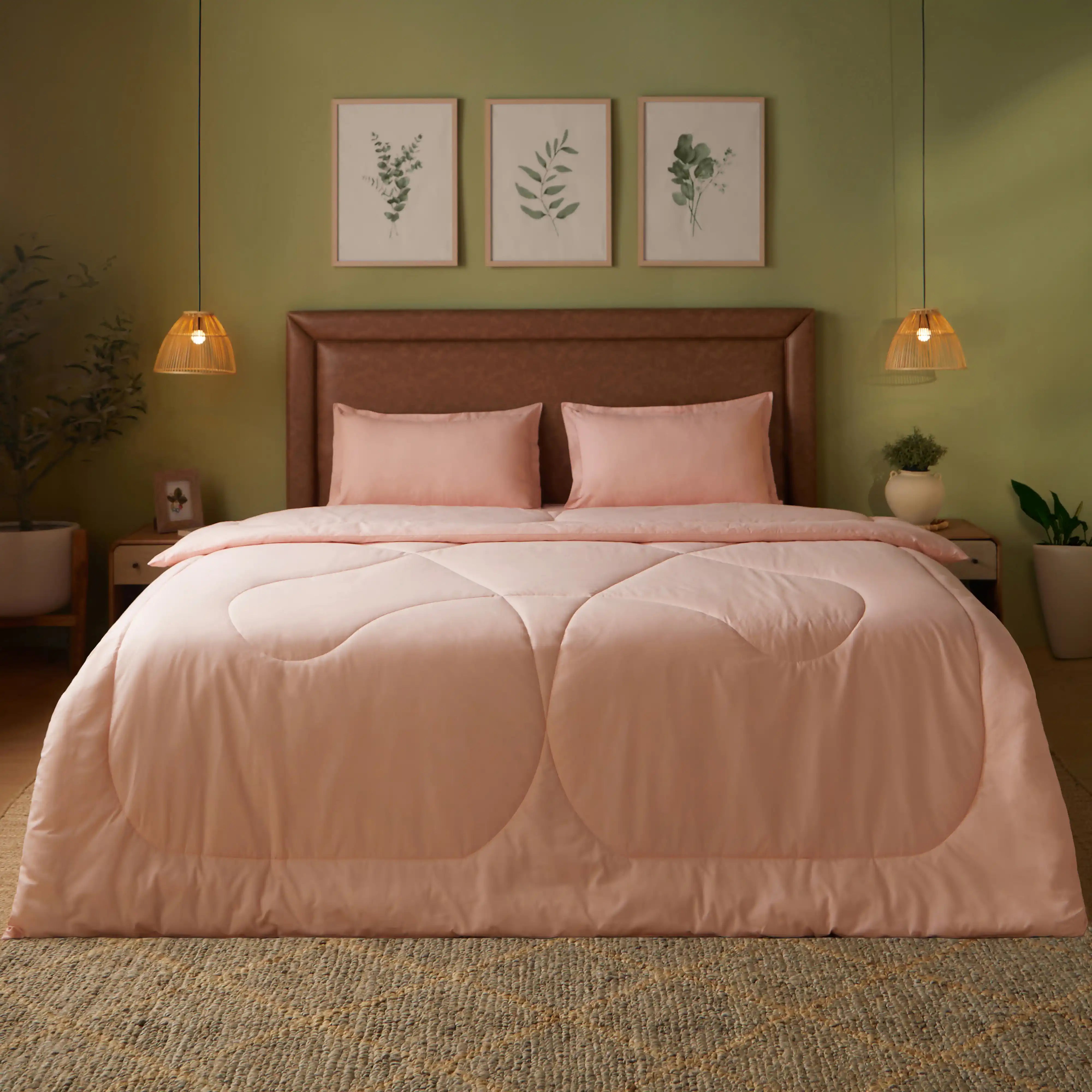 Paleto | Everyday Hues Cotton Solid Dyed 120GSM Comforter-Veiled Rose Veiled Rose / Double